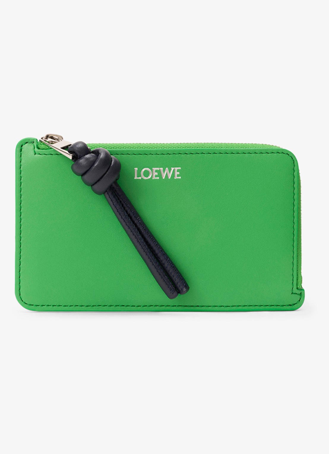 LOEWE Knot pasjeshouder van kalfsleer - voorkant 3 groen
