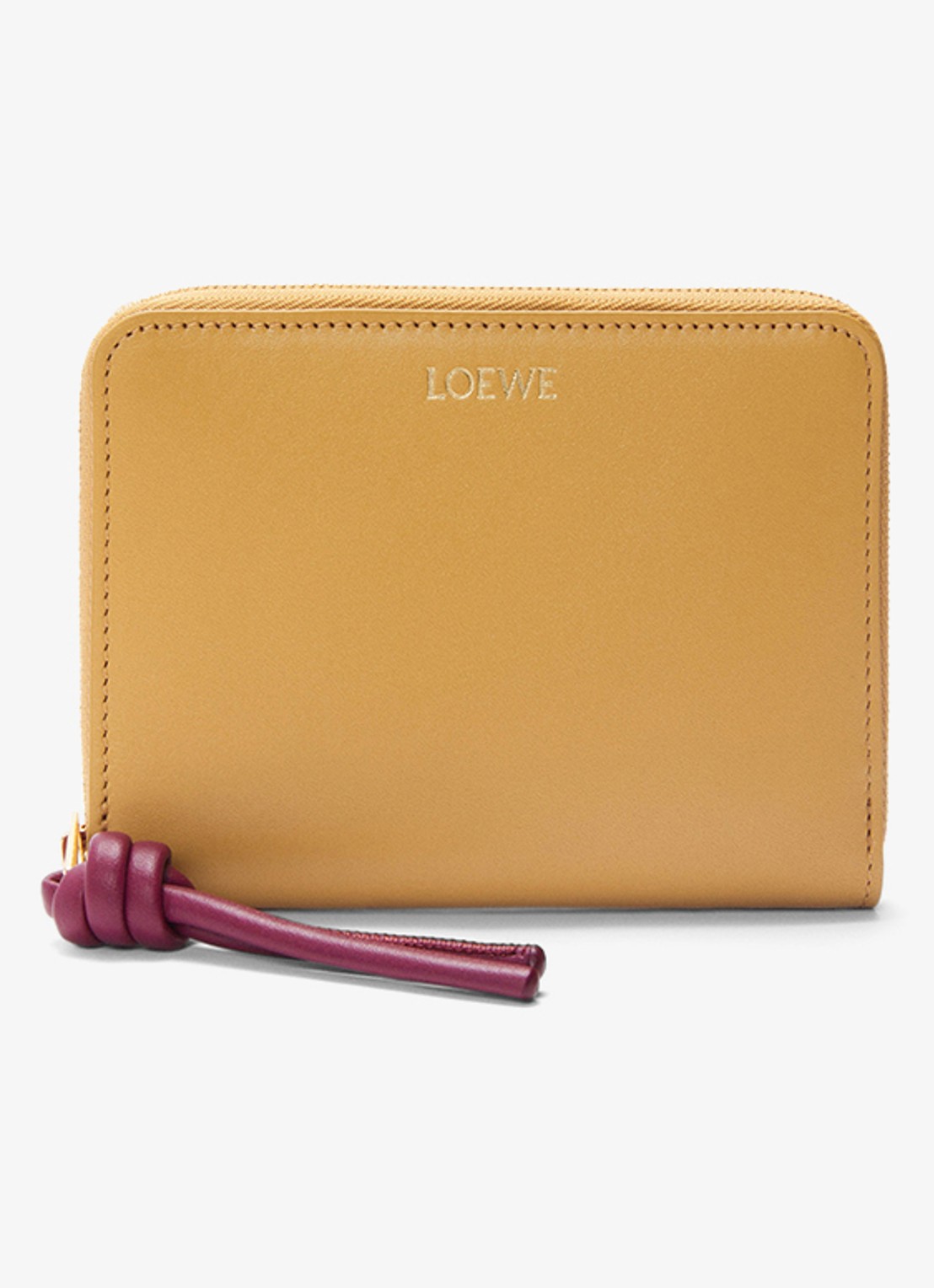 LOEWE Knot portemonnee van kalfsleer - voorkant okergeel