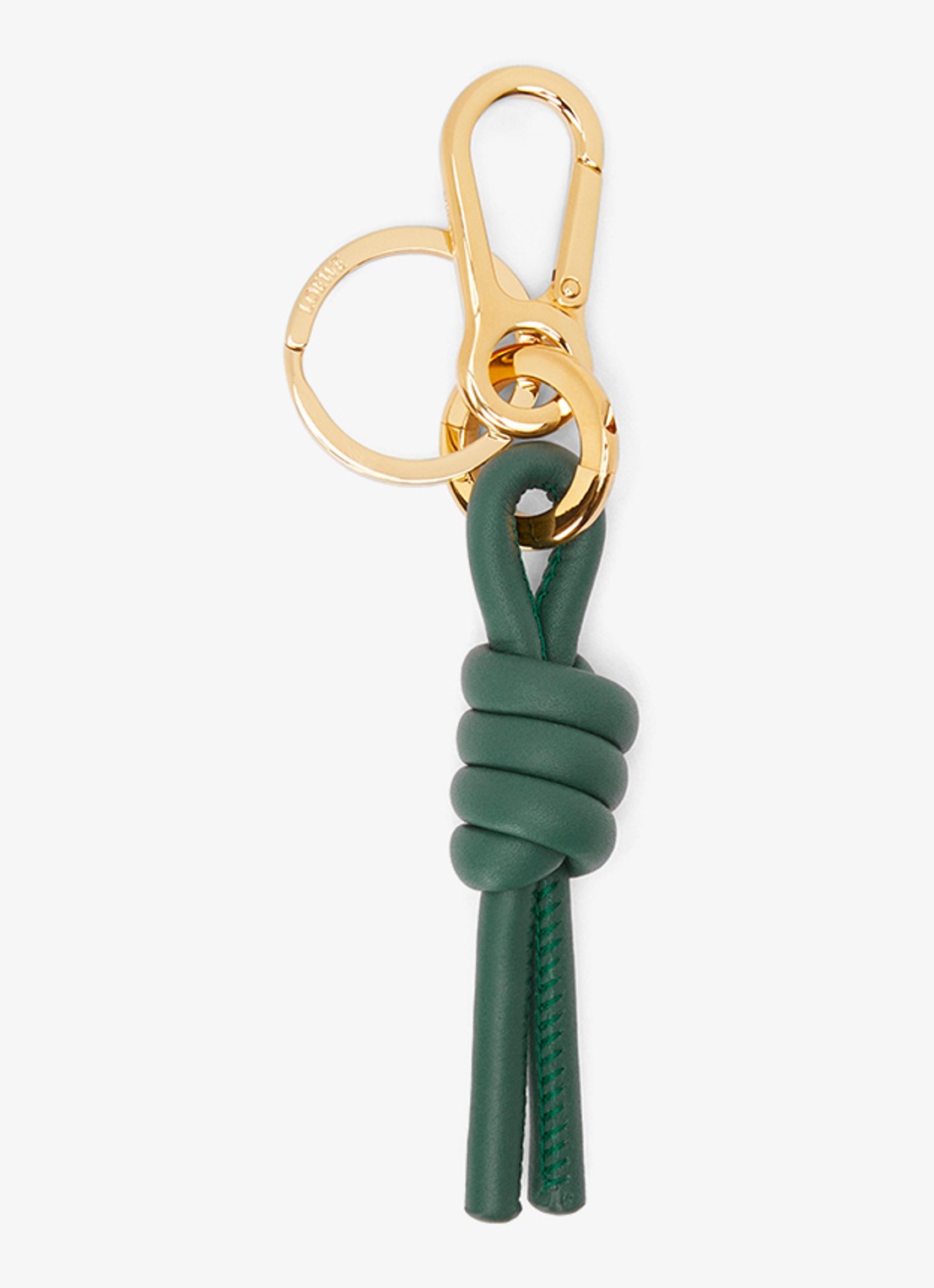 LOEWE Knot sleutelhanger van kalfsleer - voorkant donkergroen