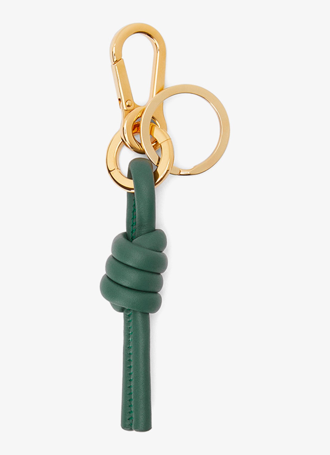LOEWE Knot sleutelhanger van kalfsleer - voorkant 2 donkergroen