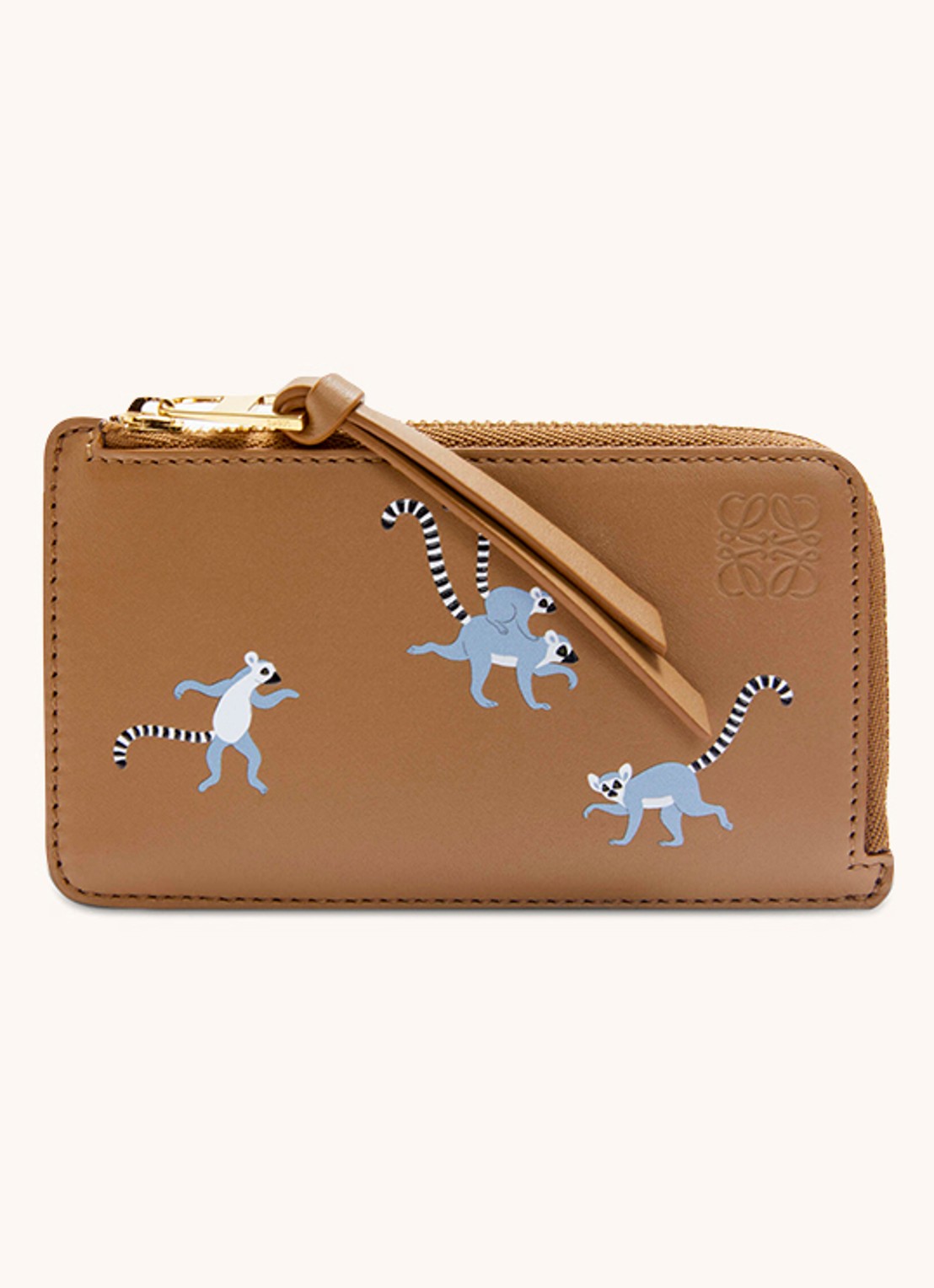LOEWE Lemurs pasjeshouder van kalfsleer - voorkant camel