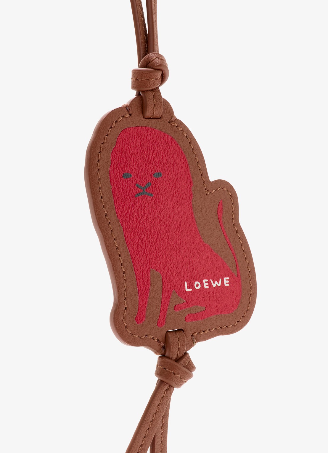 LOEWE Lion tasbedel van kalfsleer - voorkant 3 bruin