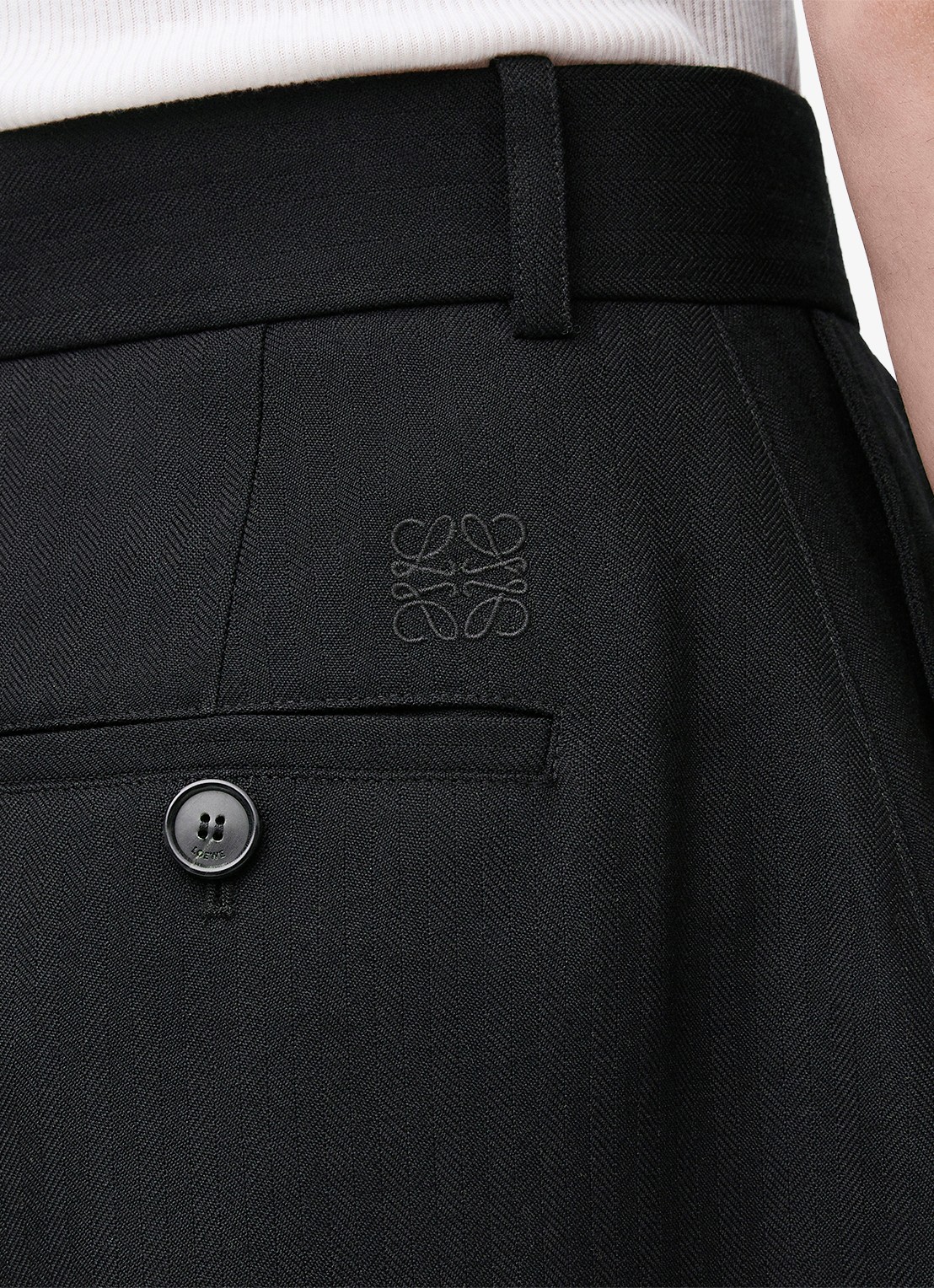 LOEWE Mid waist loose fit pantalon van wol - detail 4 zwart