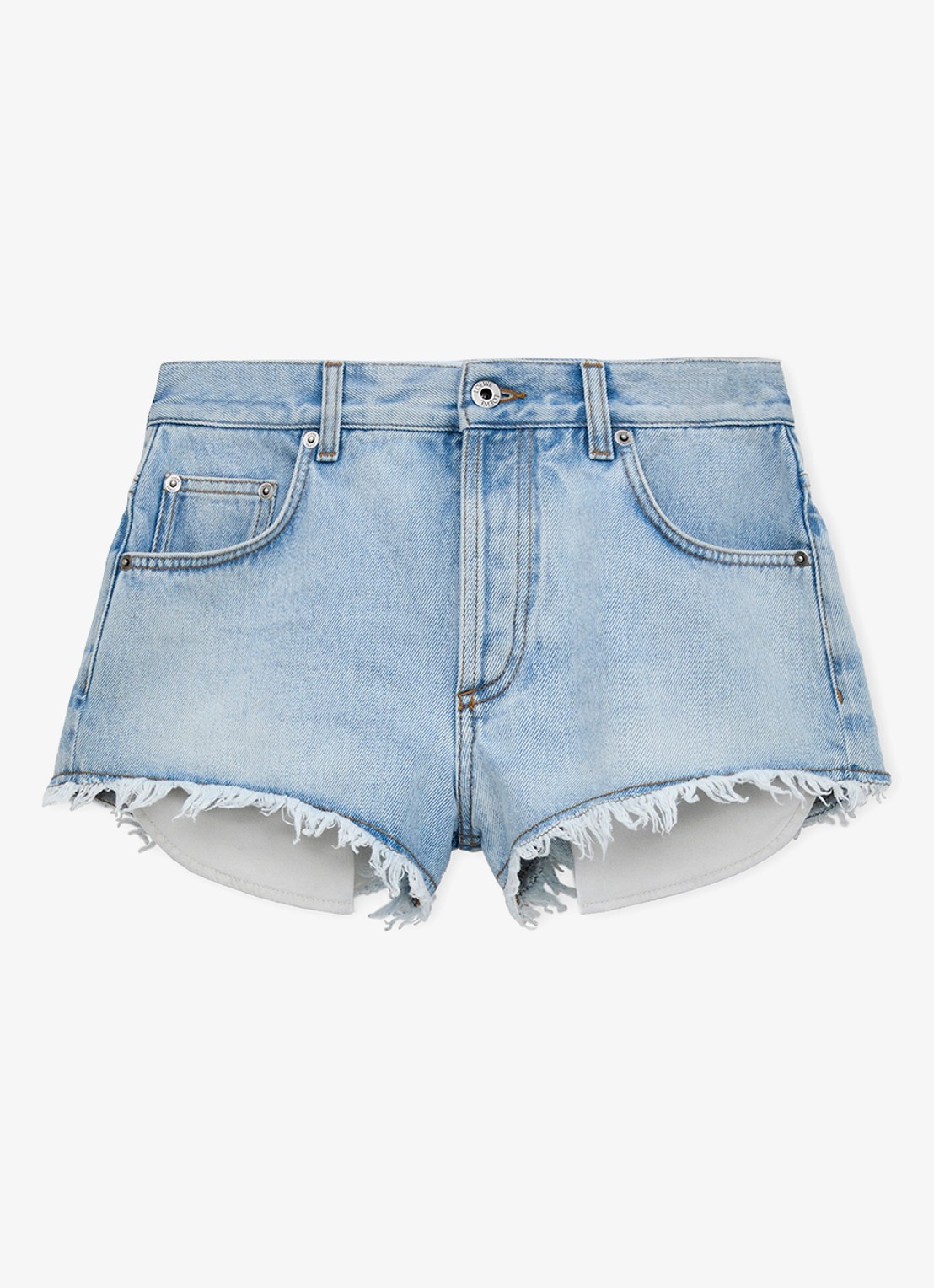 LOEWE Mid waist regular fit korte broek van denim met logoborduring - voorkant 3 indigo