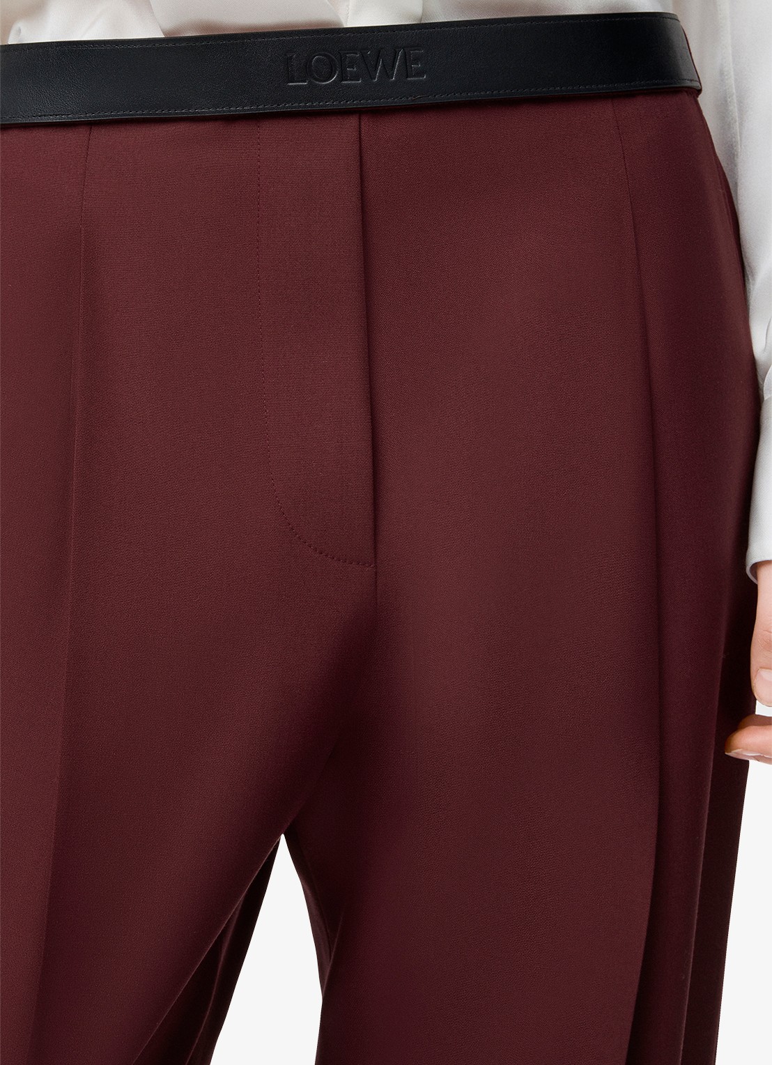 LOEWE Mid waist regular fit pantalon van wol - detail 5 bordeauxrood