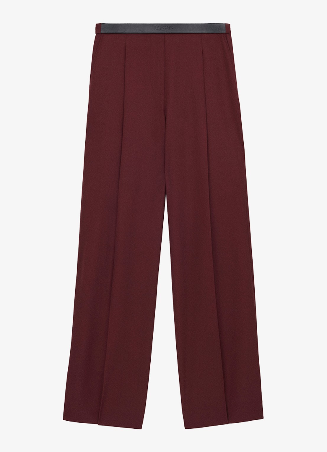 LOEWE Mid waist regular fit pantalon van wol - voorkant bordeauxrood