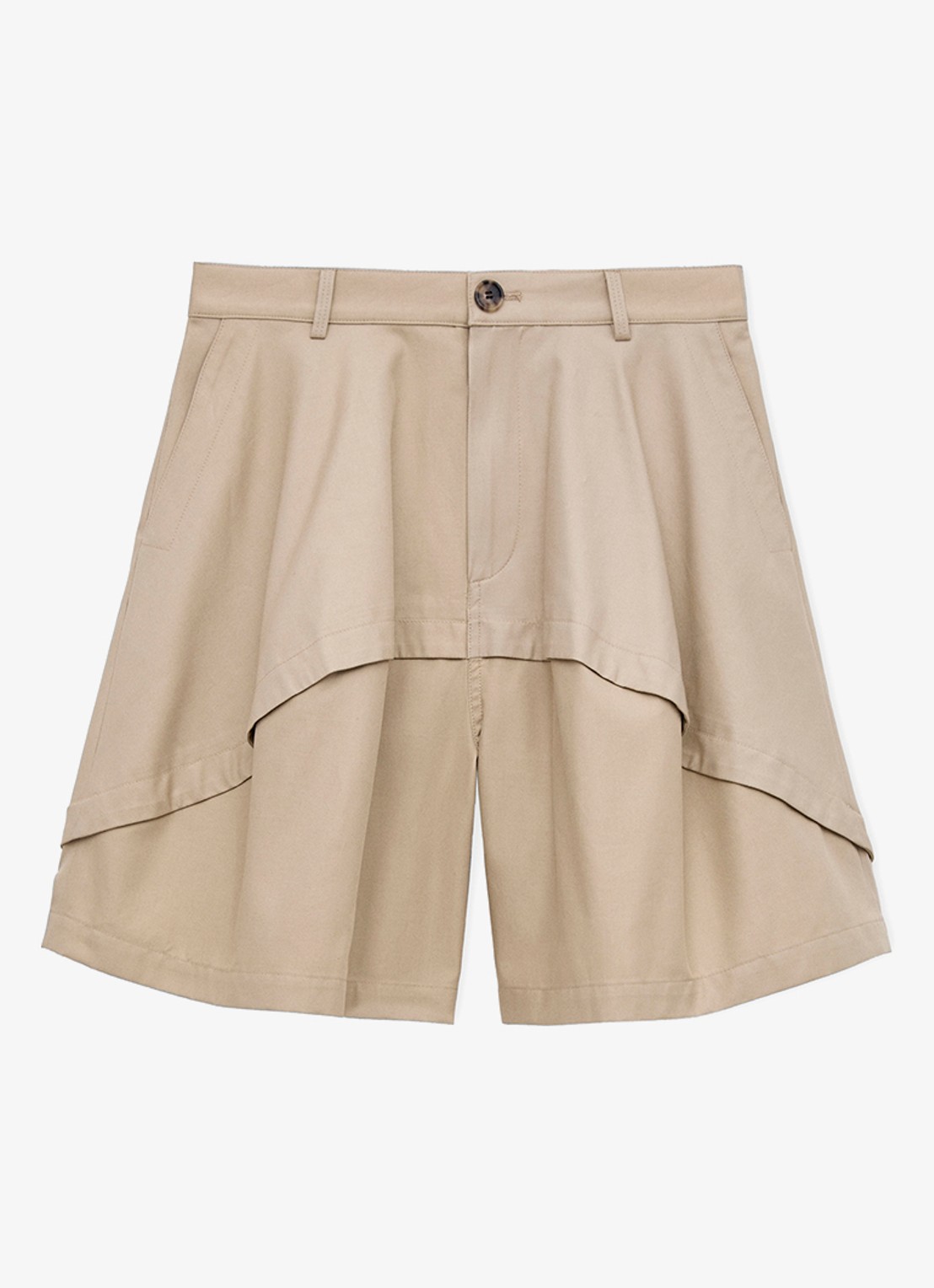 LOEWE Mid waist wide fit korte broek met steekzakken - voorkant 4 beige