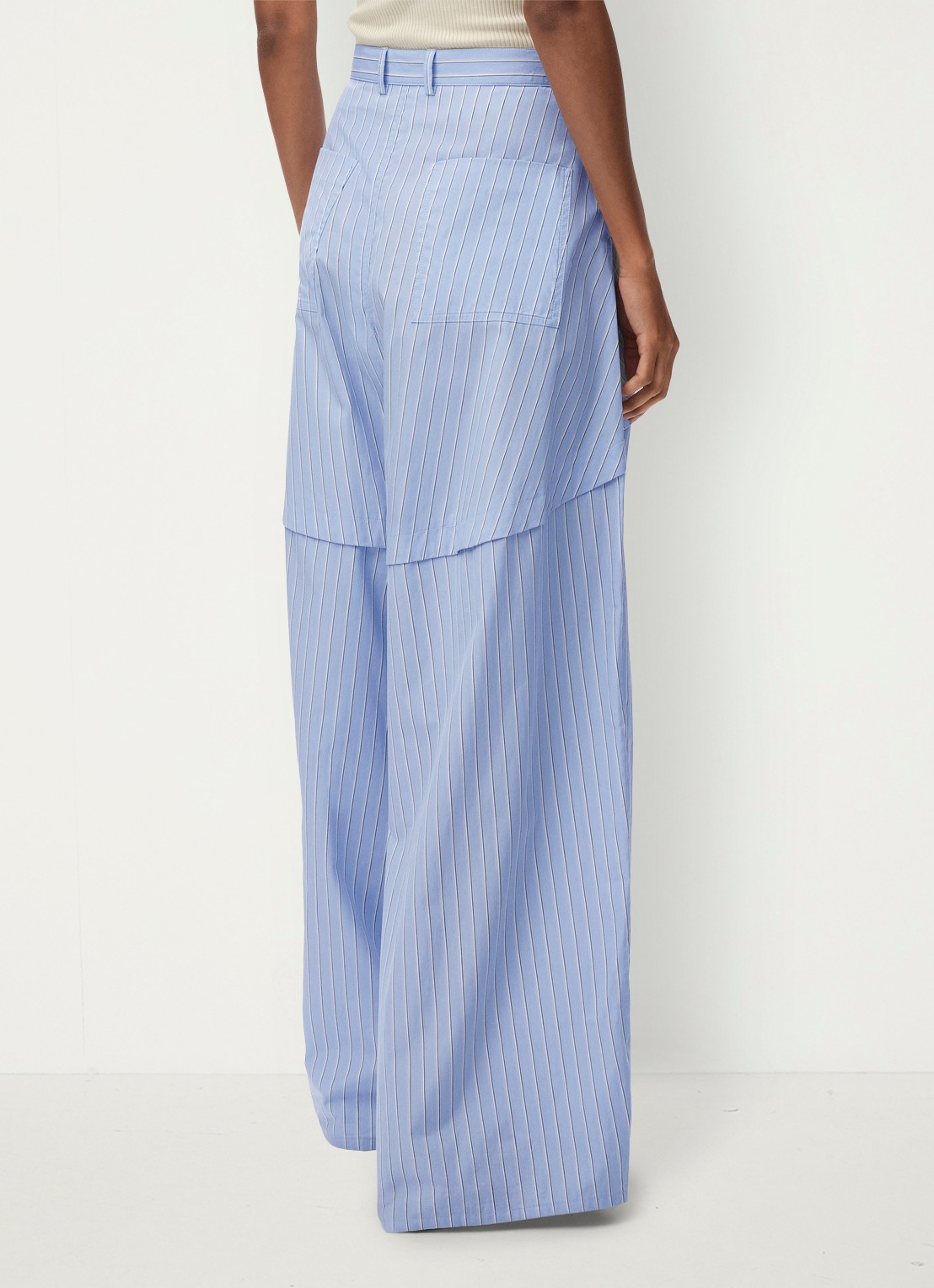 LOEWE Mid waist wide fit pantalon met streepprint - achterkant 5 blauw