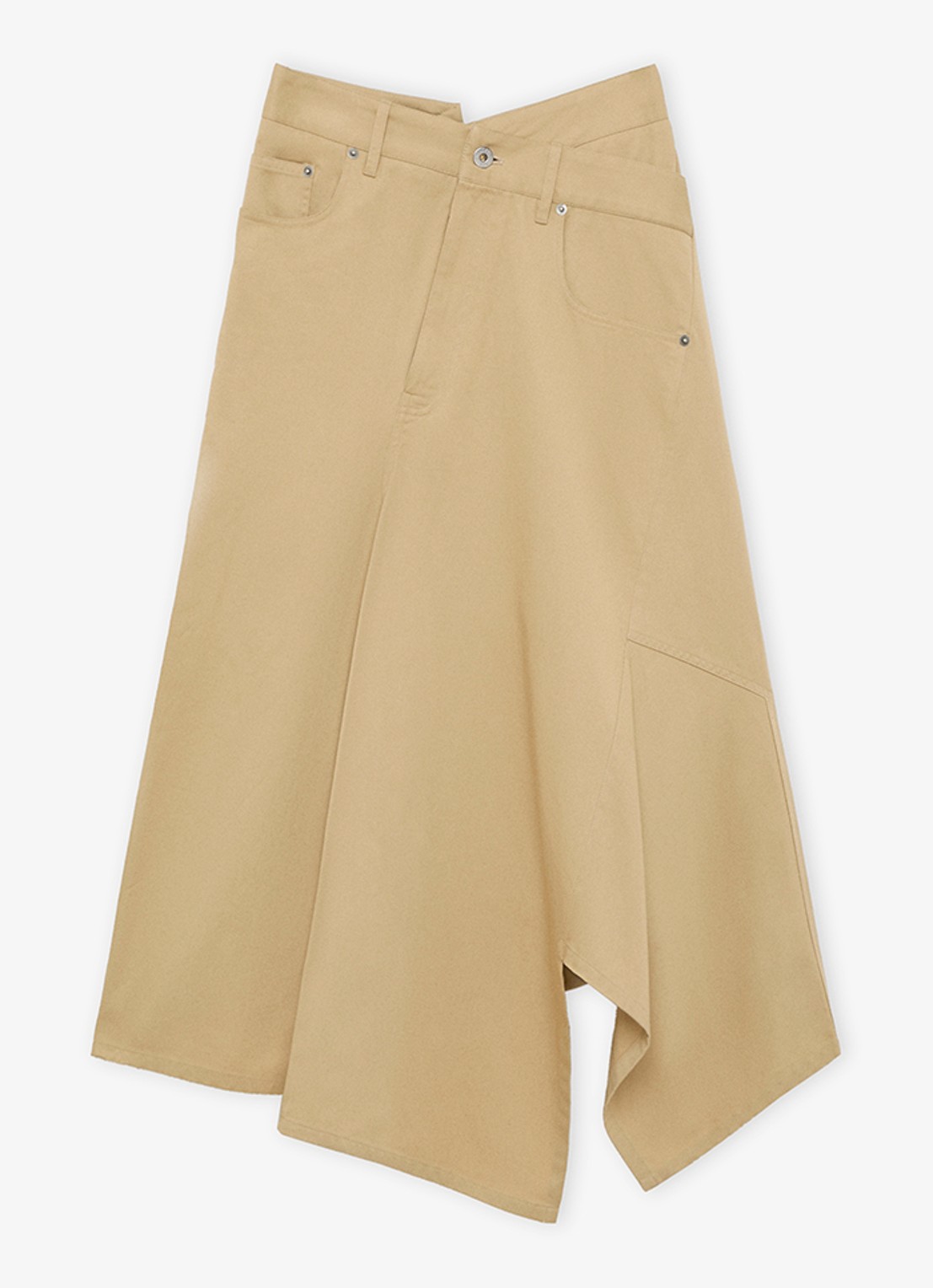 LOEWE Midi rok met asymmetrisch detail - voorkant 3 beige