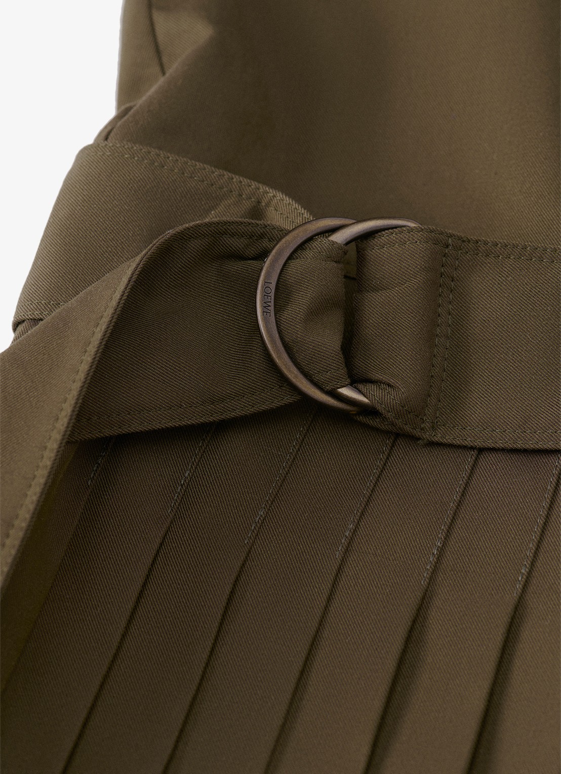 LOEWE Mini blousejurk met ceintuur en plissé - detail 6 khaki