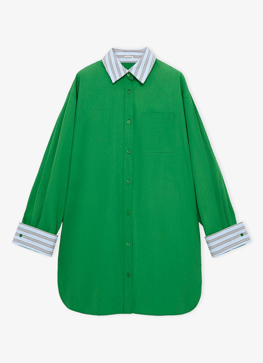 LOEWE Mini blousejurk met streepprint - voorkant 5 groen