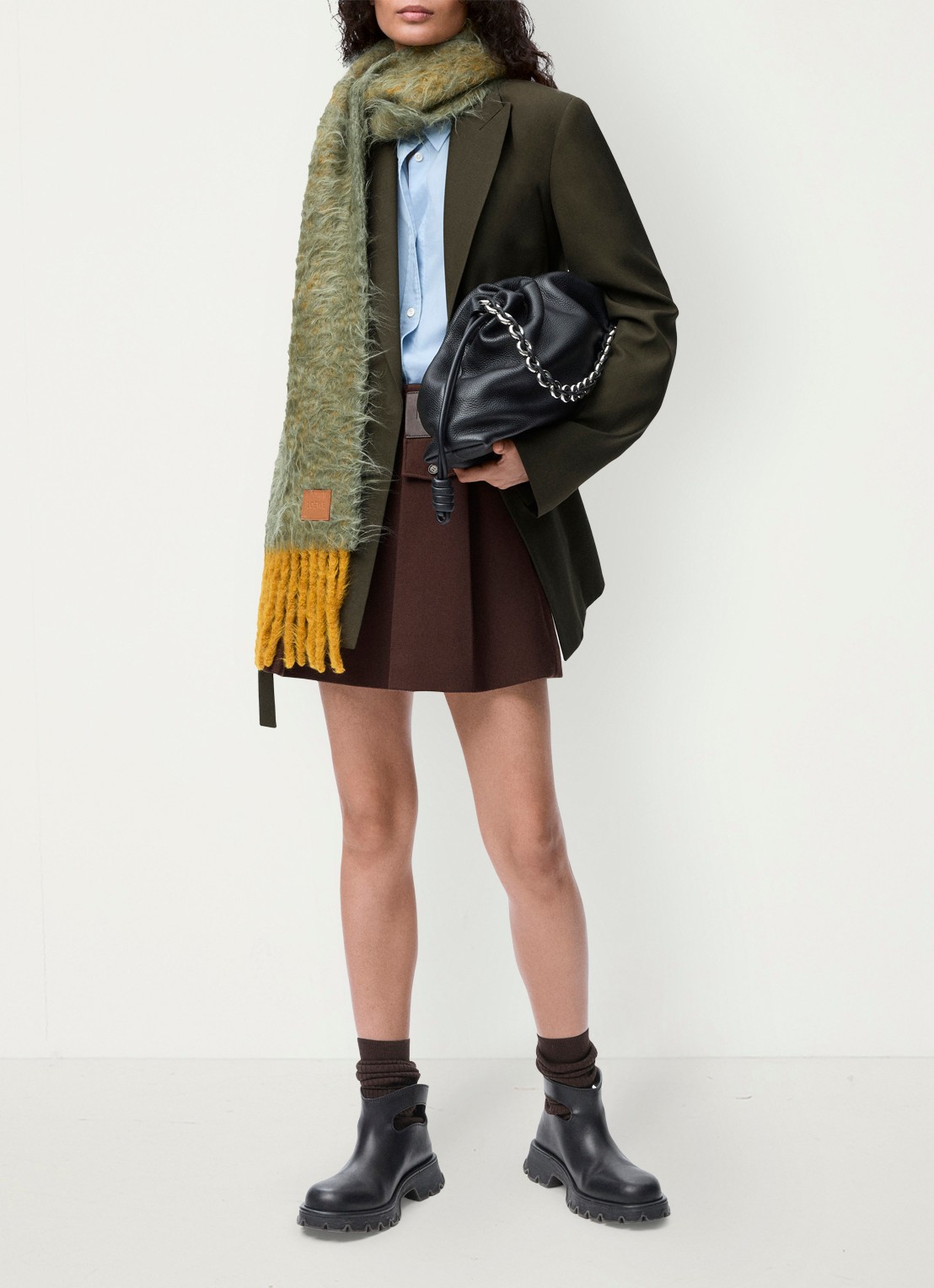 LOEWE Minirok in wolblend - voorkant 2 donkerbruin
