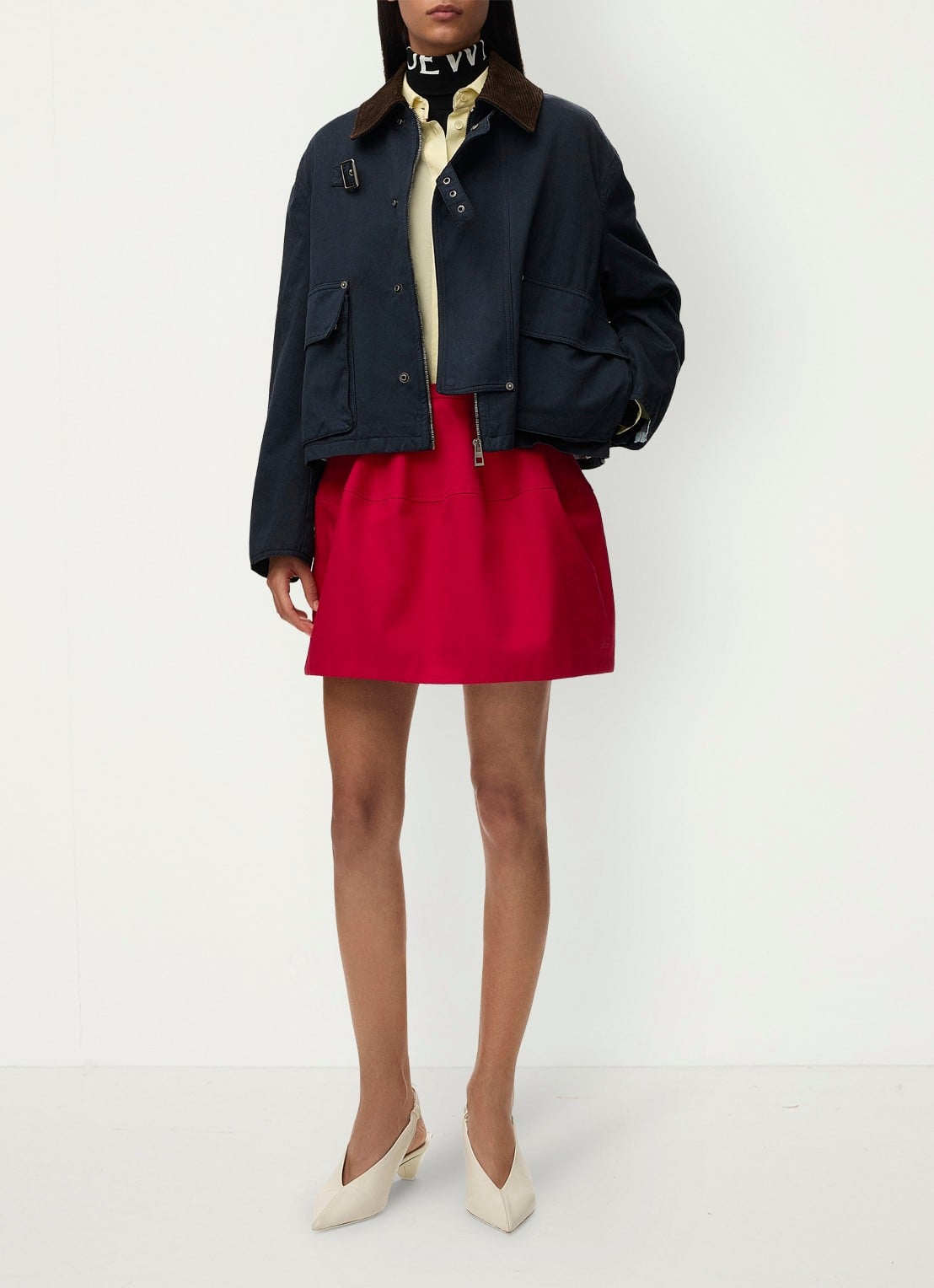 LOEWE Minirok in zijdeblend - voorkant 2 rood