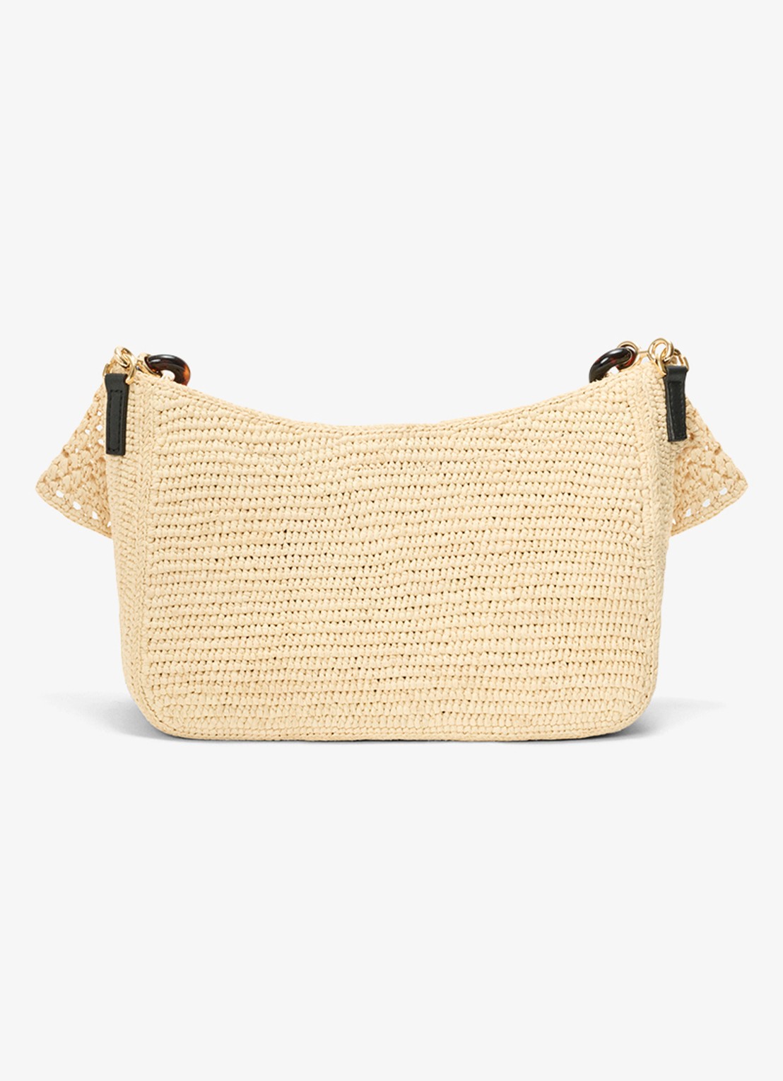 LOEWE Ola Medium schoudertas van raffia - achterkant beige