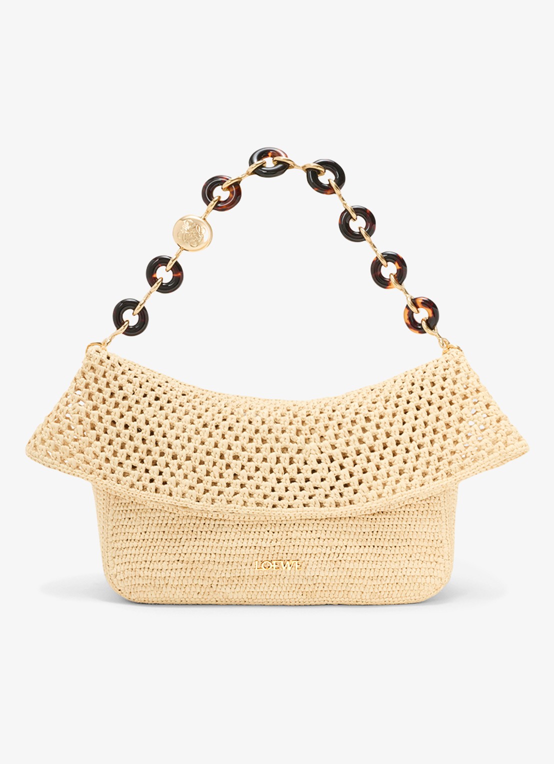LOEWE Ola Medium schoudertas van raffia - detail 5 beige