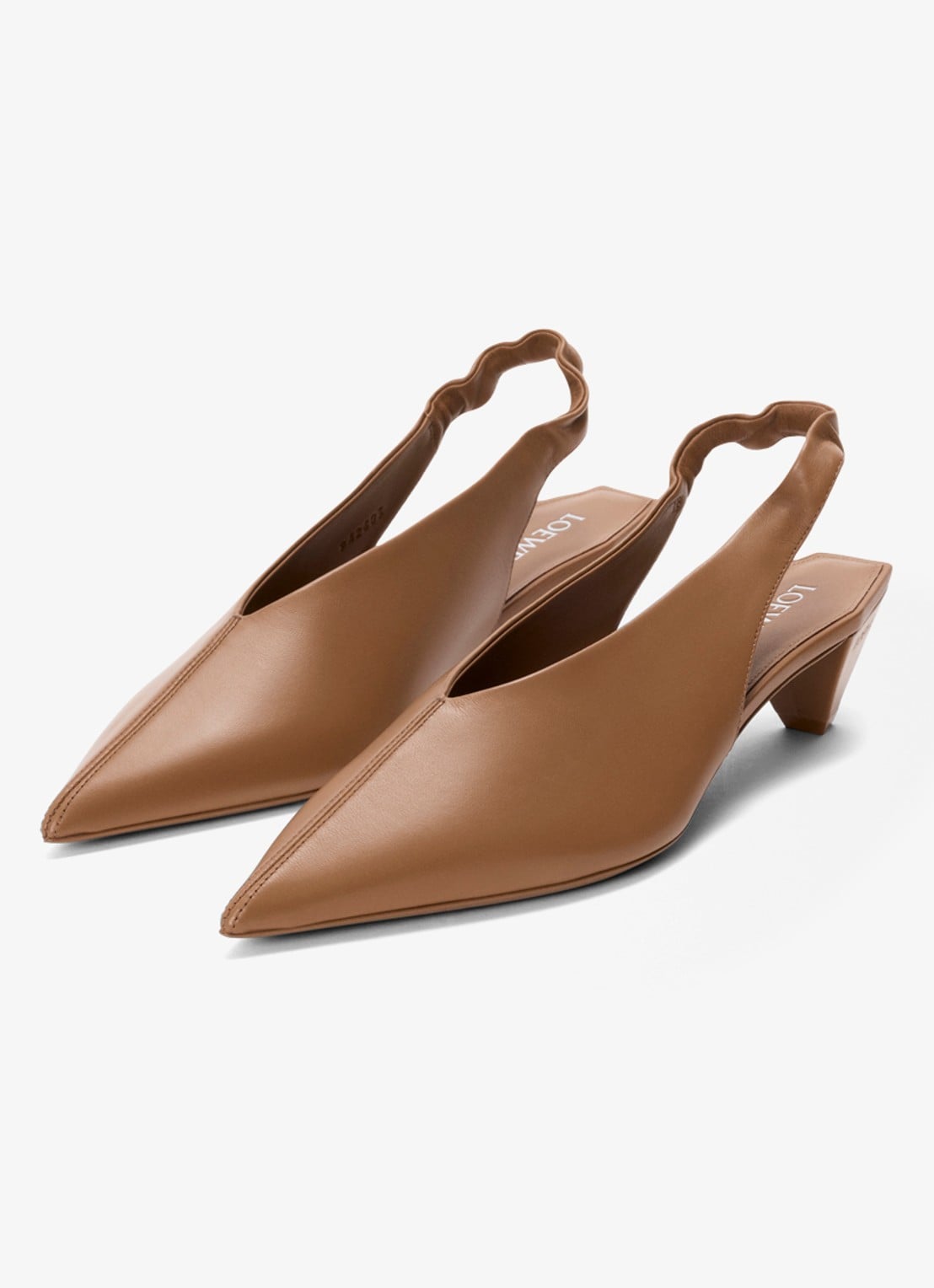 LOEWE Origami Cubic slingback van lamsleer - voorkant 4 bruin