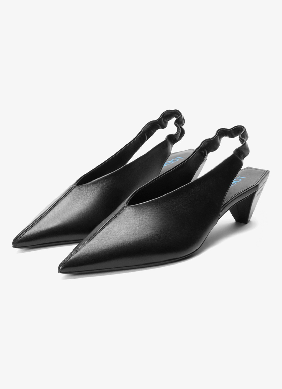 LOEWE Origami Cubic slingback van lamsleer - voorkant 2 zwart