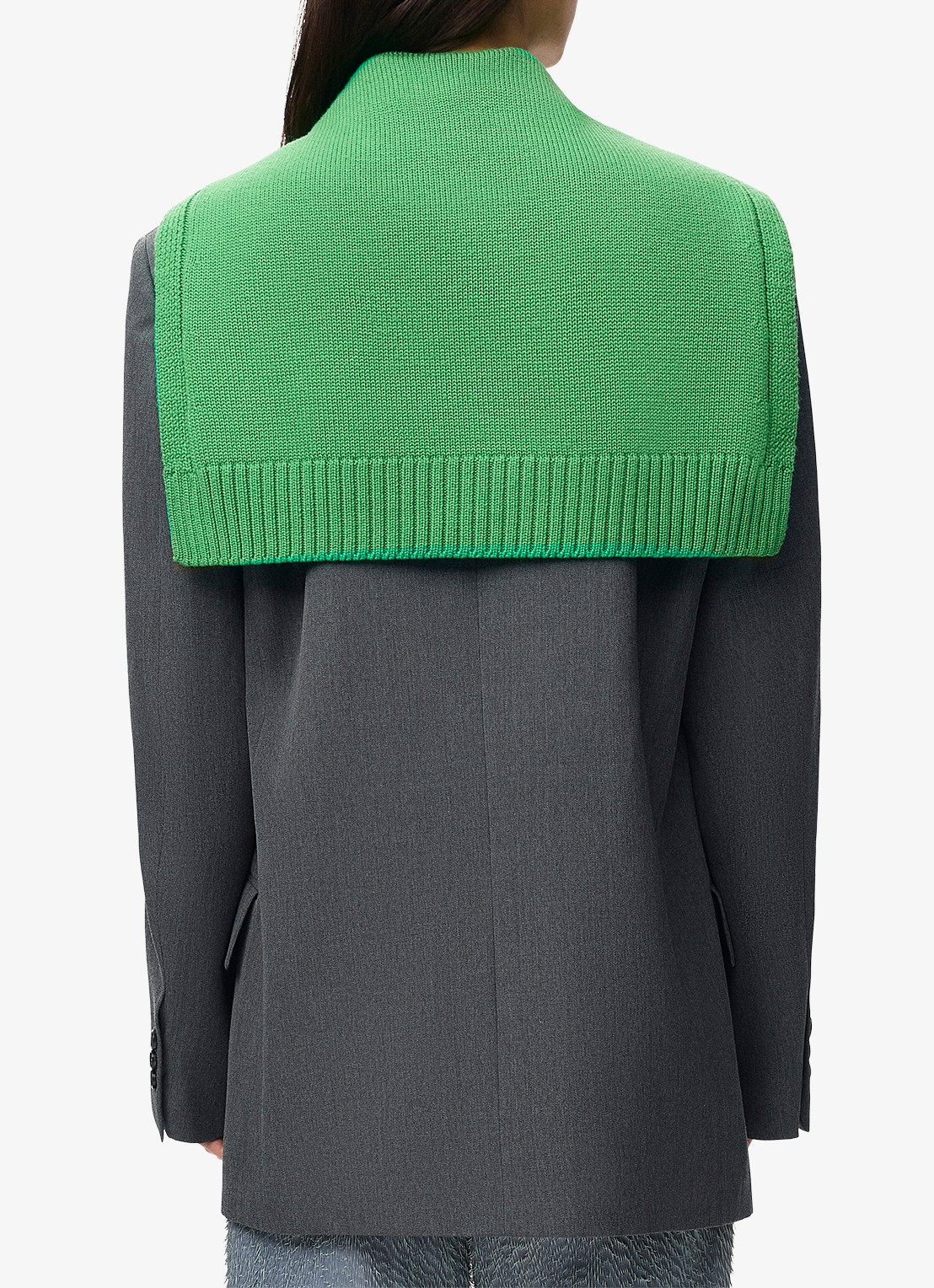 LOEWE Oversized double-breasted blazer van wol met uitneembare kraag - achterkant grijs