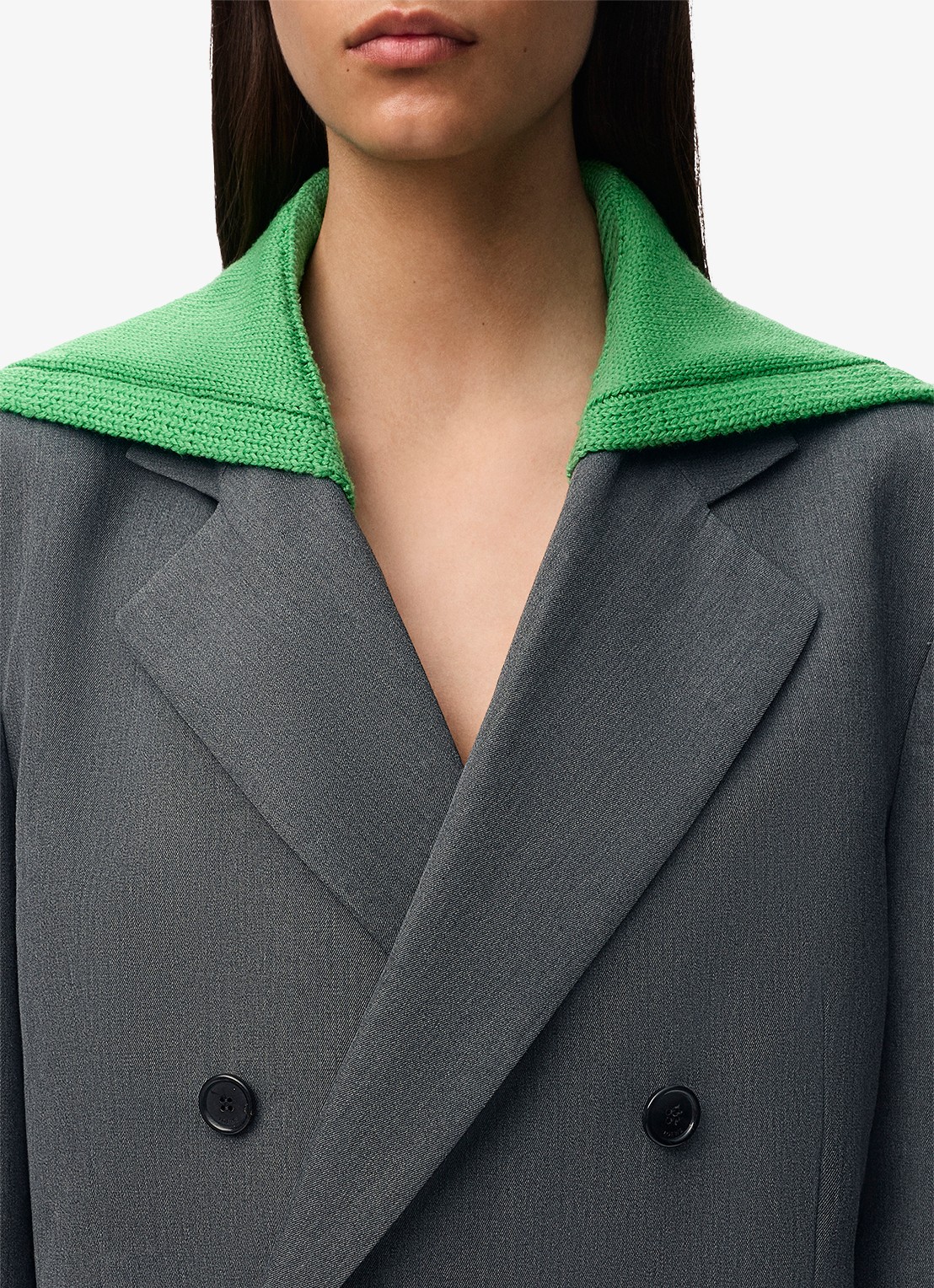 LOEWE Oversized double-breasted blazer van wol met uitneembare kraag - detail 4 grijs