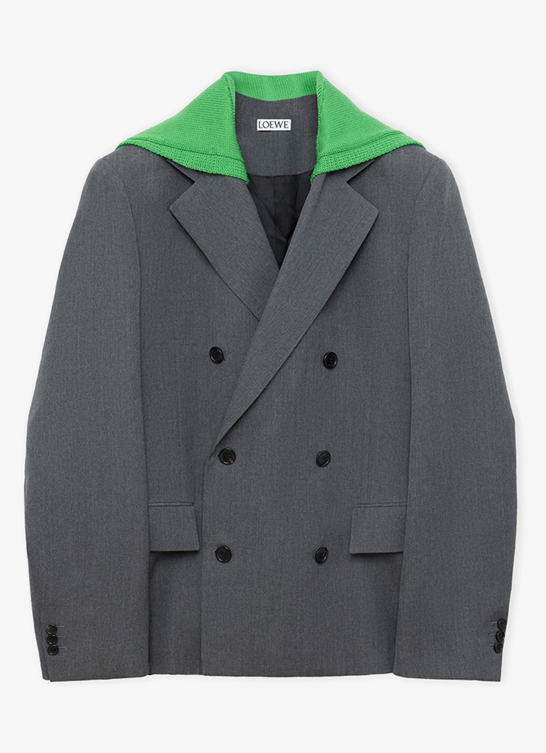 LOEWE Oversized double-breasted blazer van wol met uitneembare kraag - voorkant 6 grijs