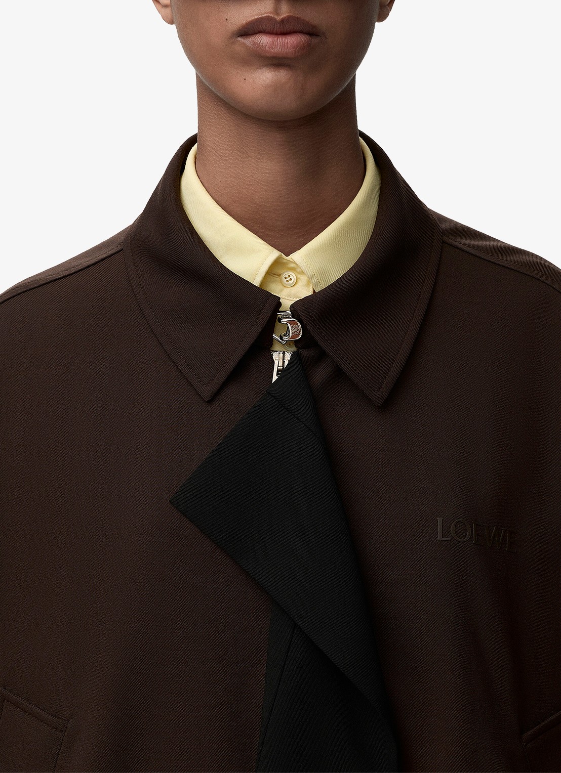 LOEWE Oversized jack in wolblend met steekzakken en logoborduring - detail 2 bruin