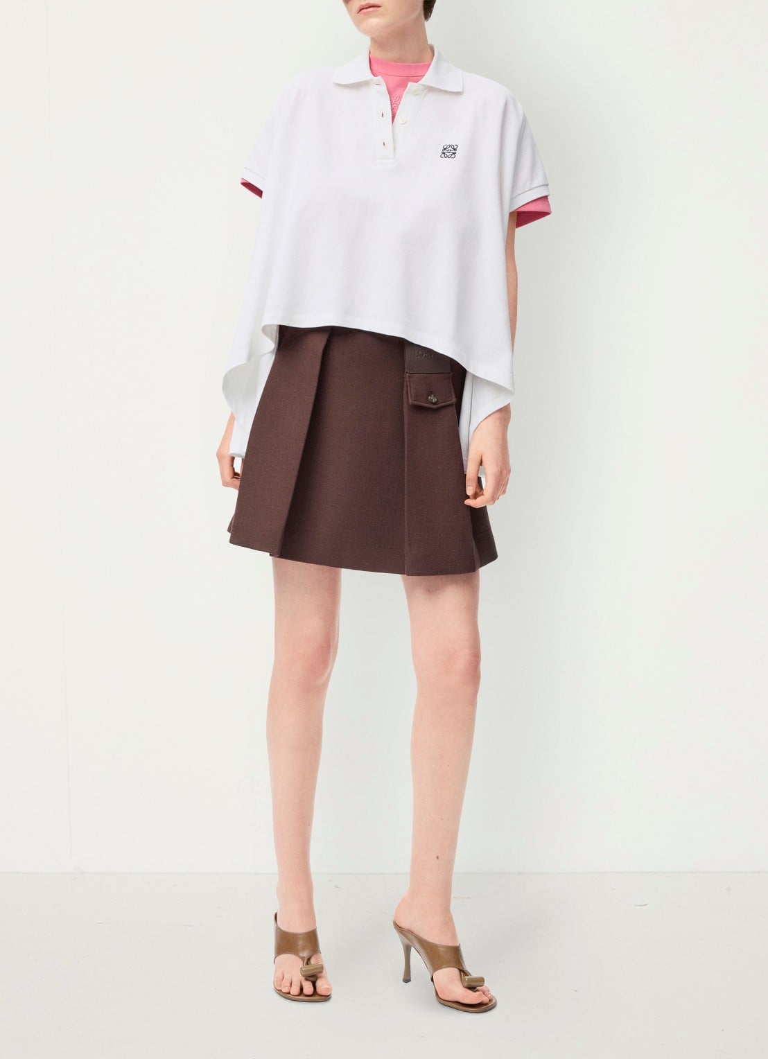 LOEWE Oversized polo met logoborduring en asymmetrische zoom - voorkant 5 wit