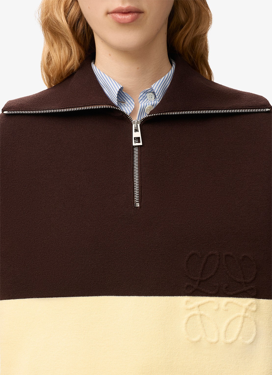 LOEWE Oversized schipperstrui met logo - detail 5 bruin