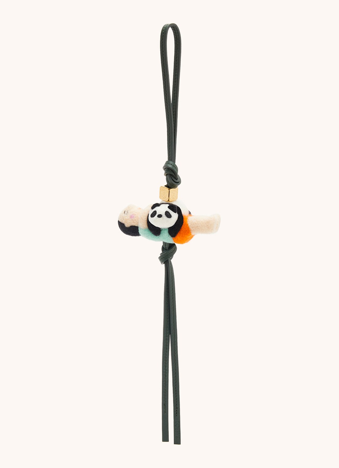 LOEWE Panda tasbedel van kalfsleer - voorkant bronsgroen