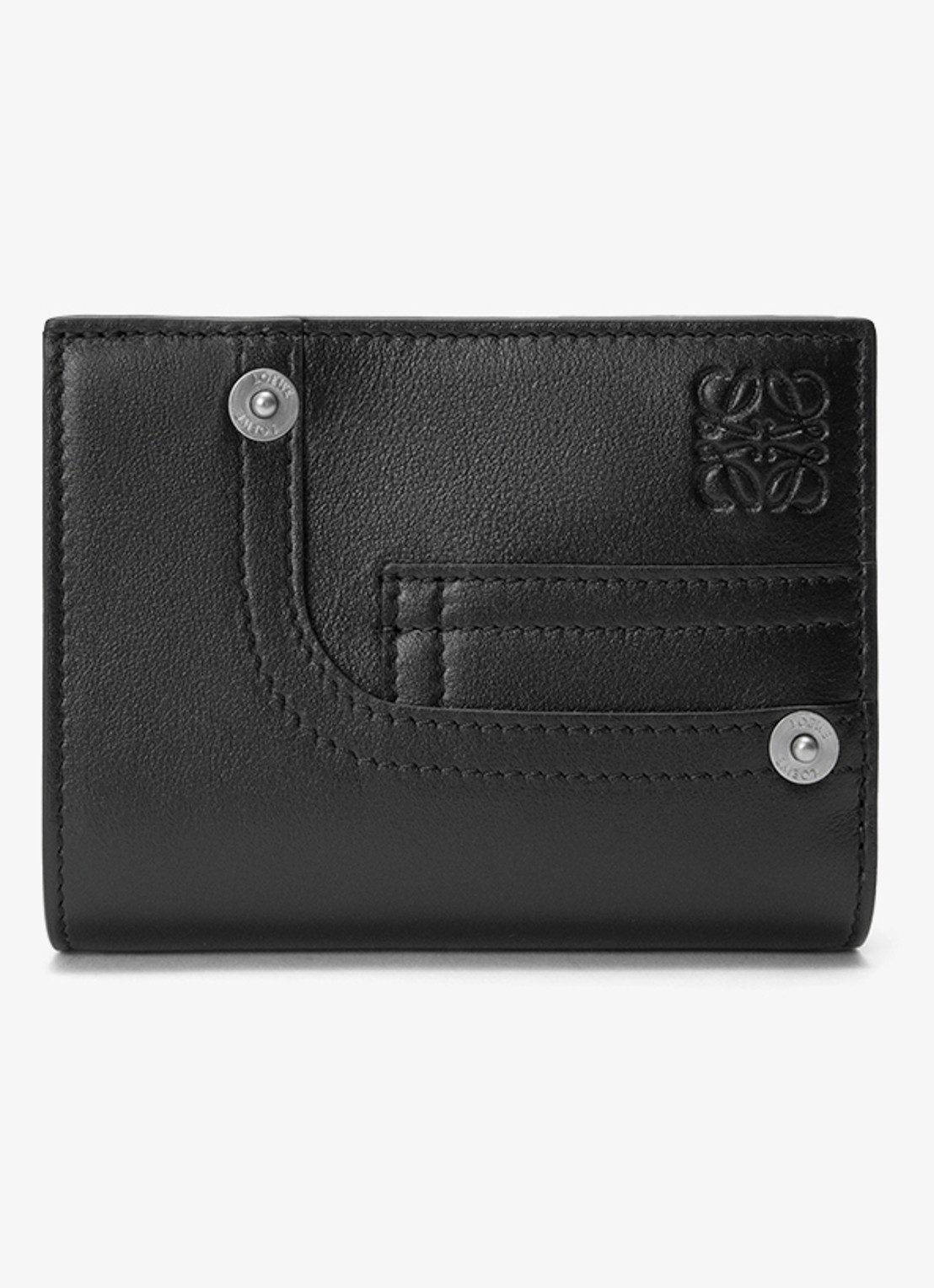 LOEWE Panta portemonnee van kalfsleer - voorkant 3 zwart