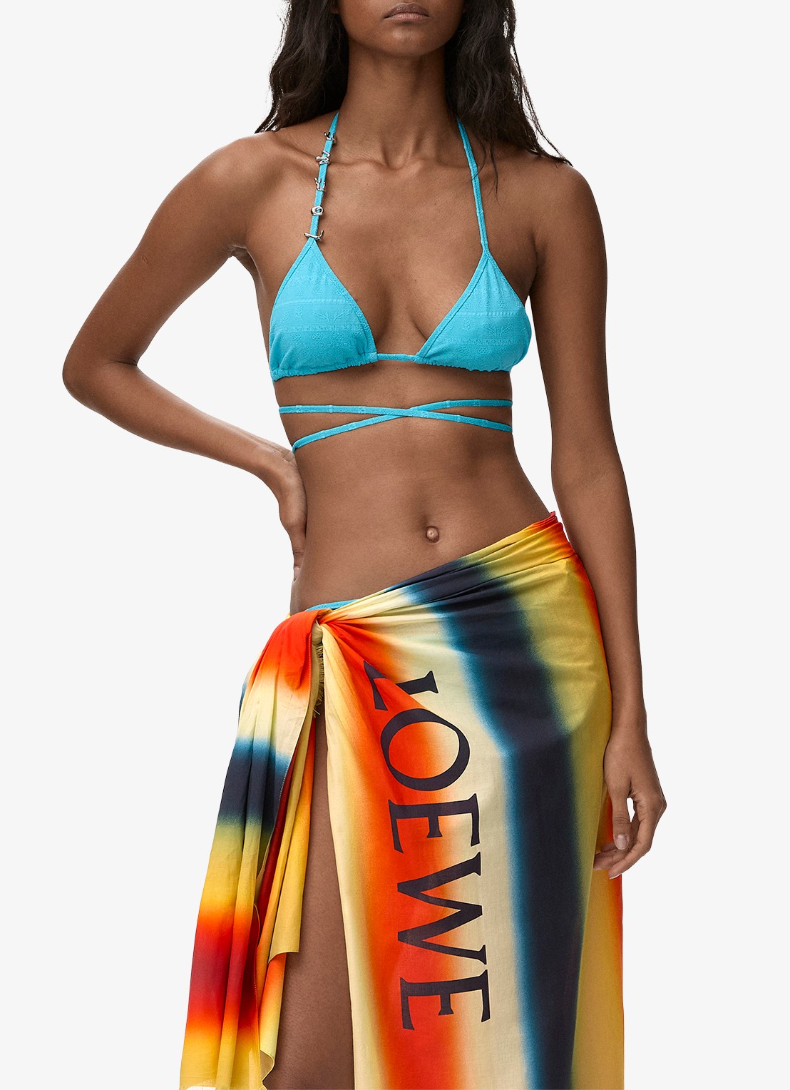 LOEWE Pareo met logoprint 160 x 120 cm - voorkant 2 oranje