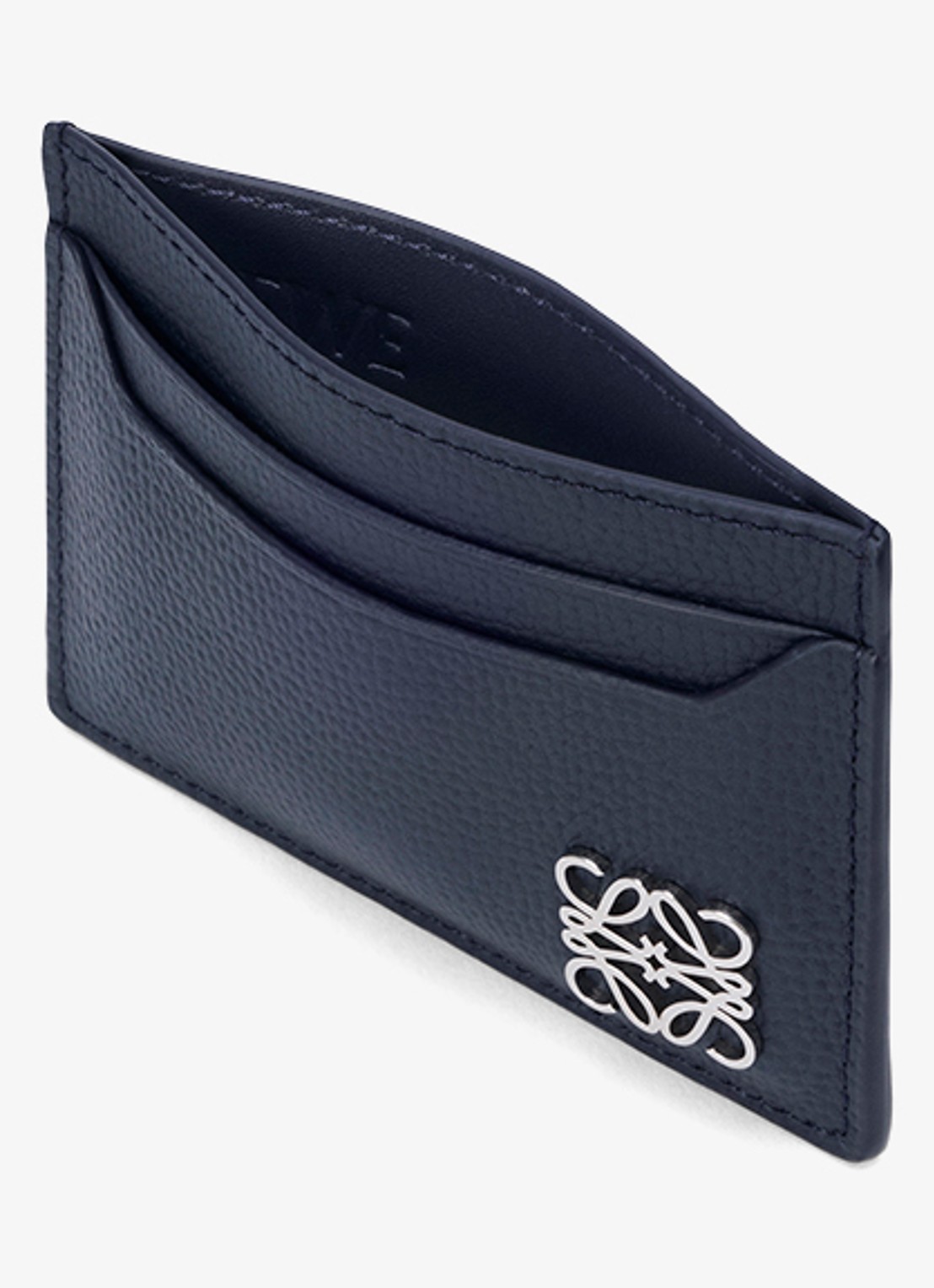 LOEWE Pasjeshouder van kalfsleer met logo - voorkant 2 donkerblauw