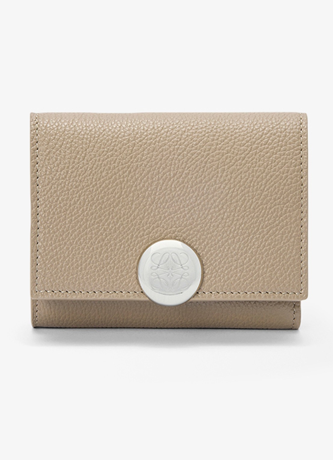 LOEWE Pebble portemonnee van kalfsleer - voorkant 5 zand