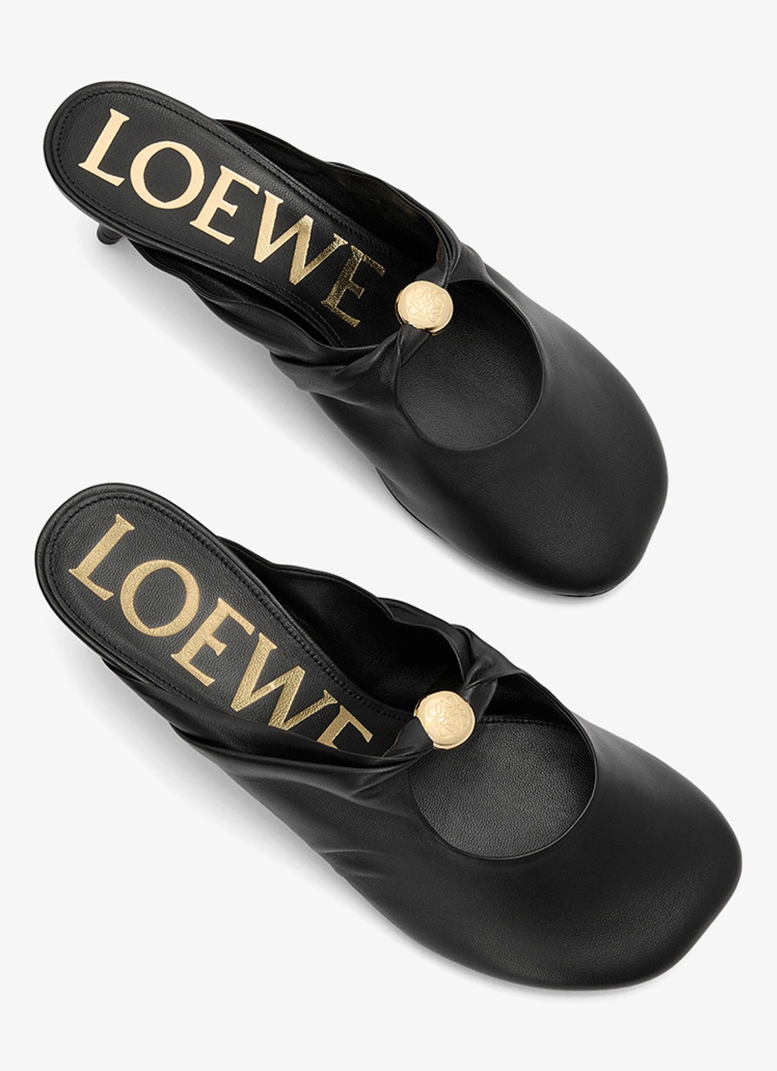 LOEWE Pebble Soft 45 muiltje van lamsleer - detail 2 zwart