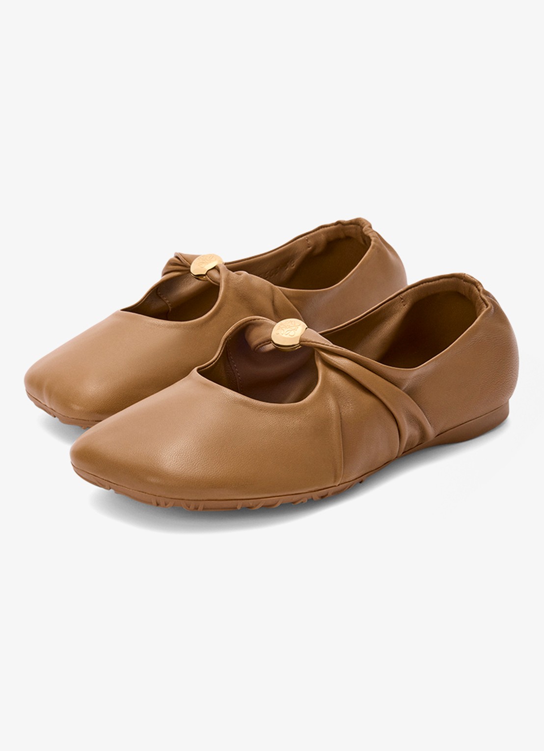 LOEWE Pebble Soft ballerina van lamsleer - detail 3 bruin
