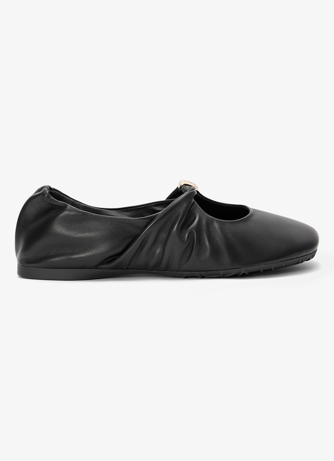 LOEWE Pebble Soft ballerina van lamsleer - voorkant zwart