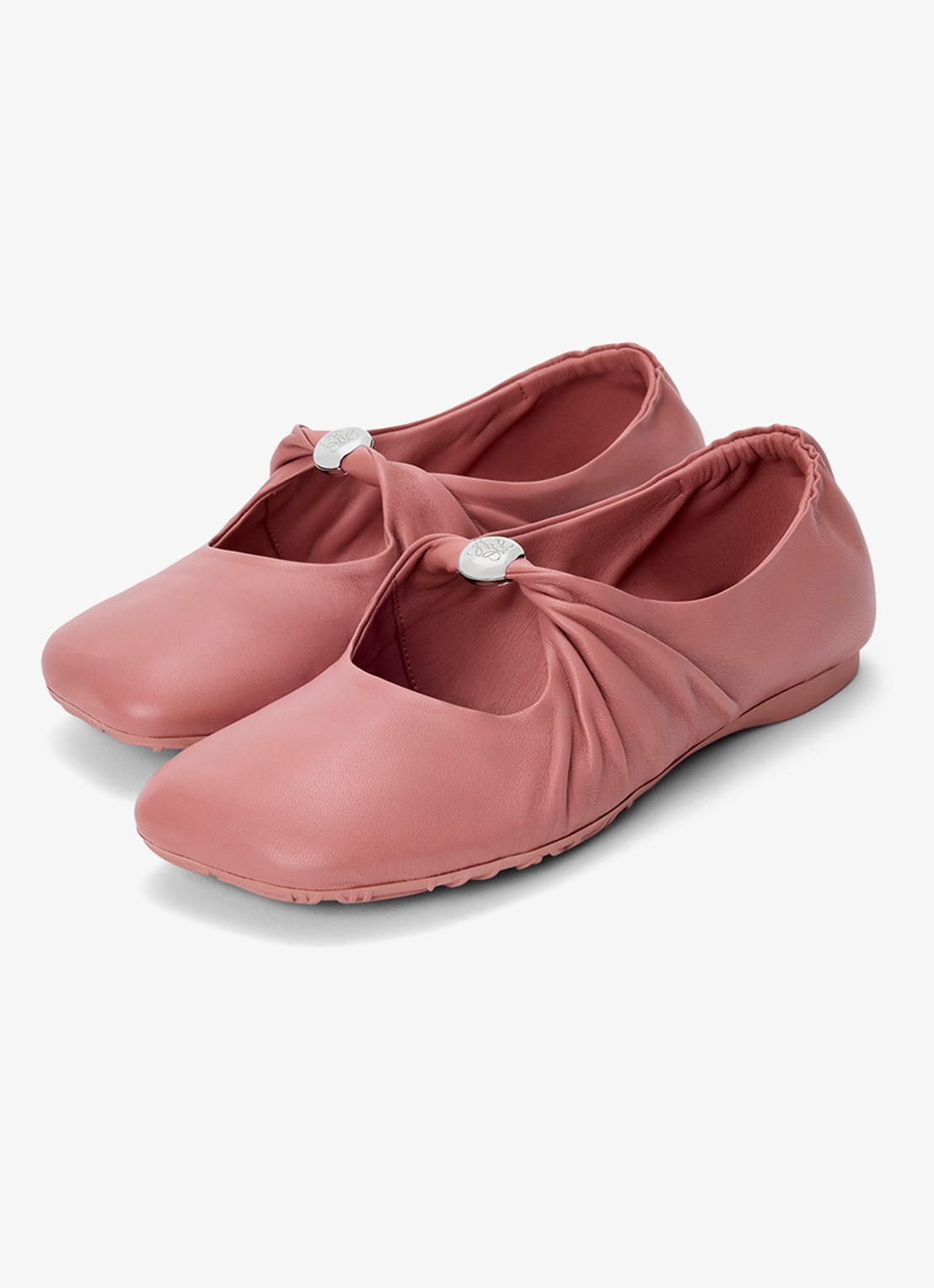 LOEWE Pebble Soft ballerina van lamsleer - voorkant 4 oudroze