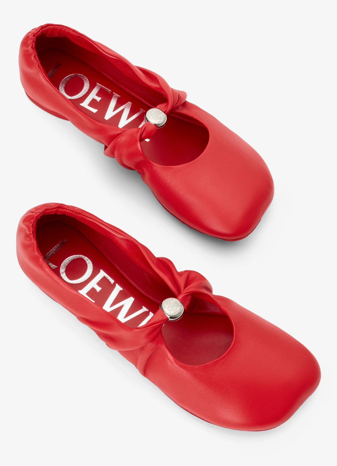 LOEWE Pebble Soft ballerina van lamsleer - detail 4 rood