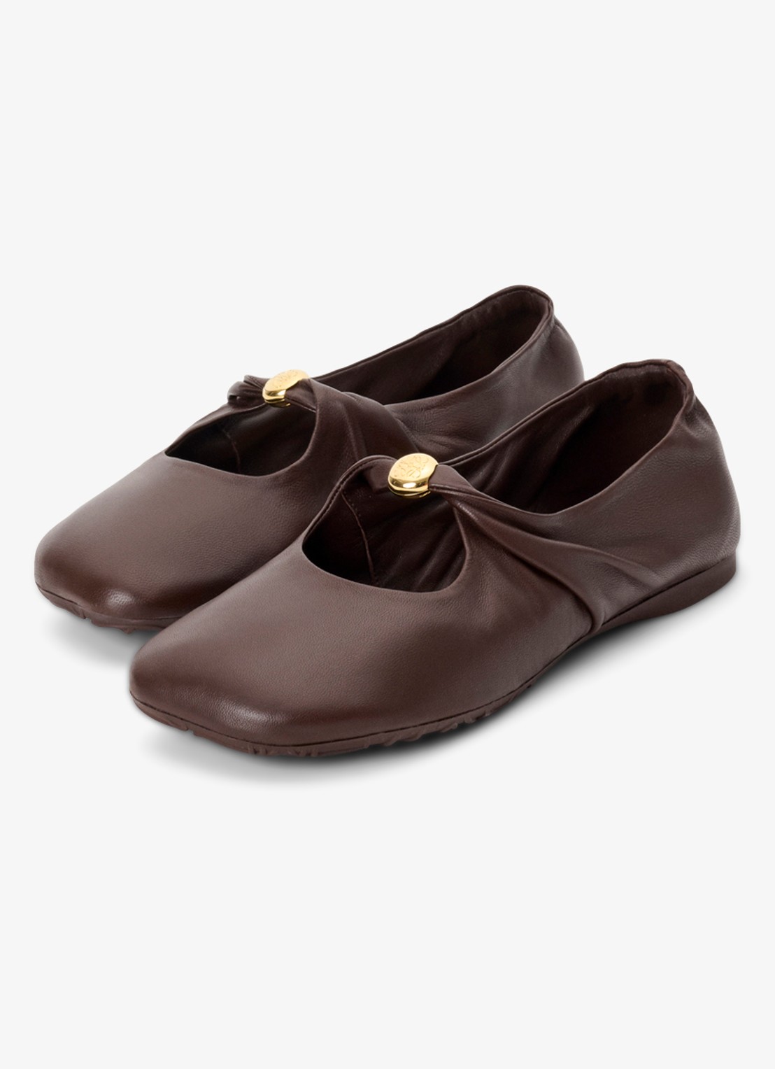 LOEWE Pebble Soft ballerina van lamsleer - detail 3 bruin