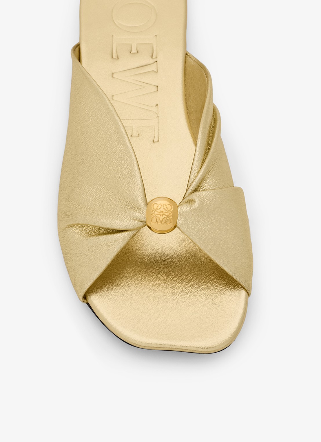 LOEWE Pebble Soft slipper van lamsleer met metallic finish - detail 4 goud