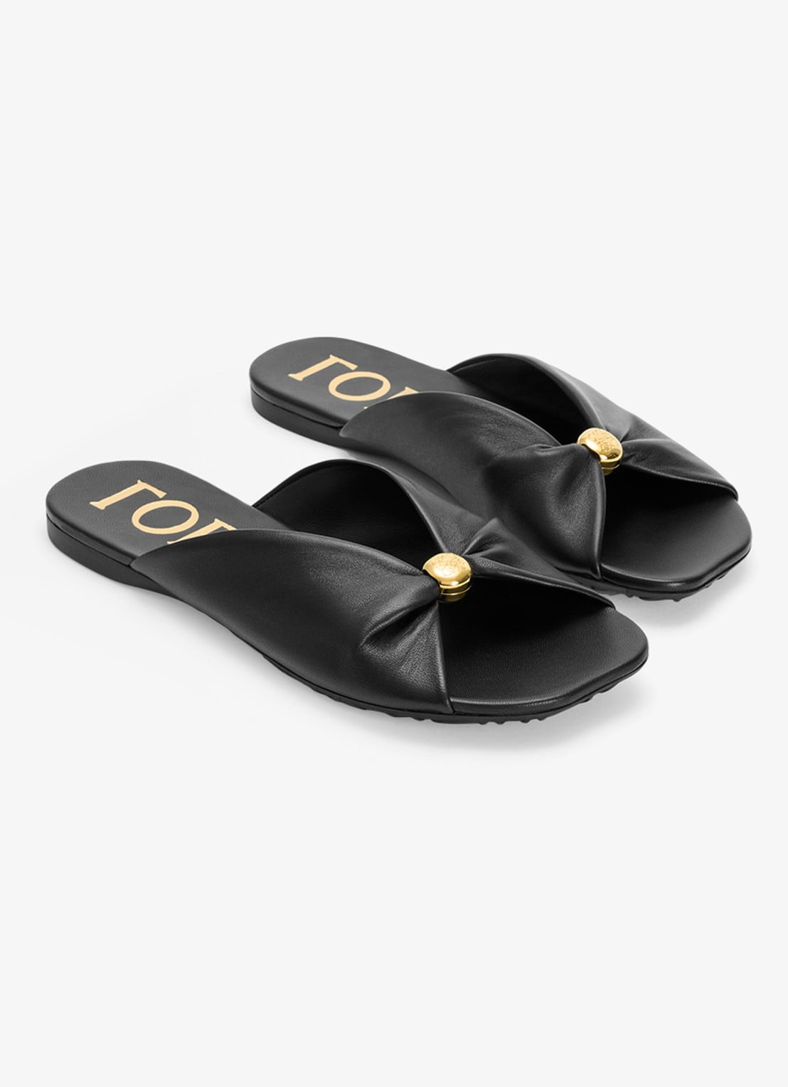 LOEWE Pebble Soft slipper van lamsleer - detail zwart