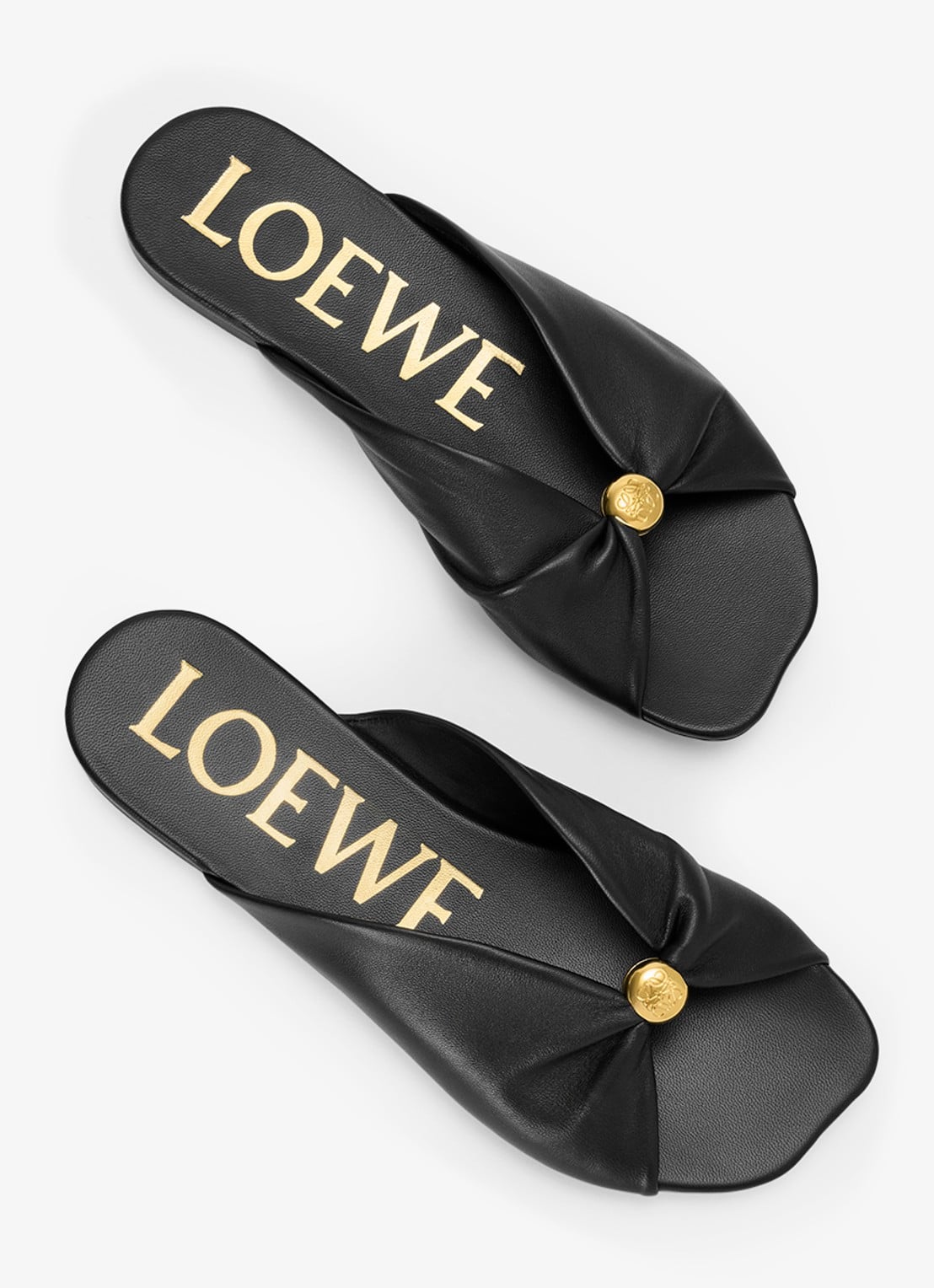 LOEWE Pebble Soft slipper van lamsleer - detail 2 zwart