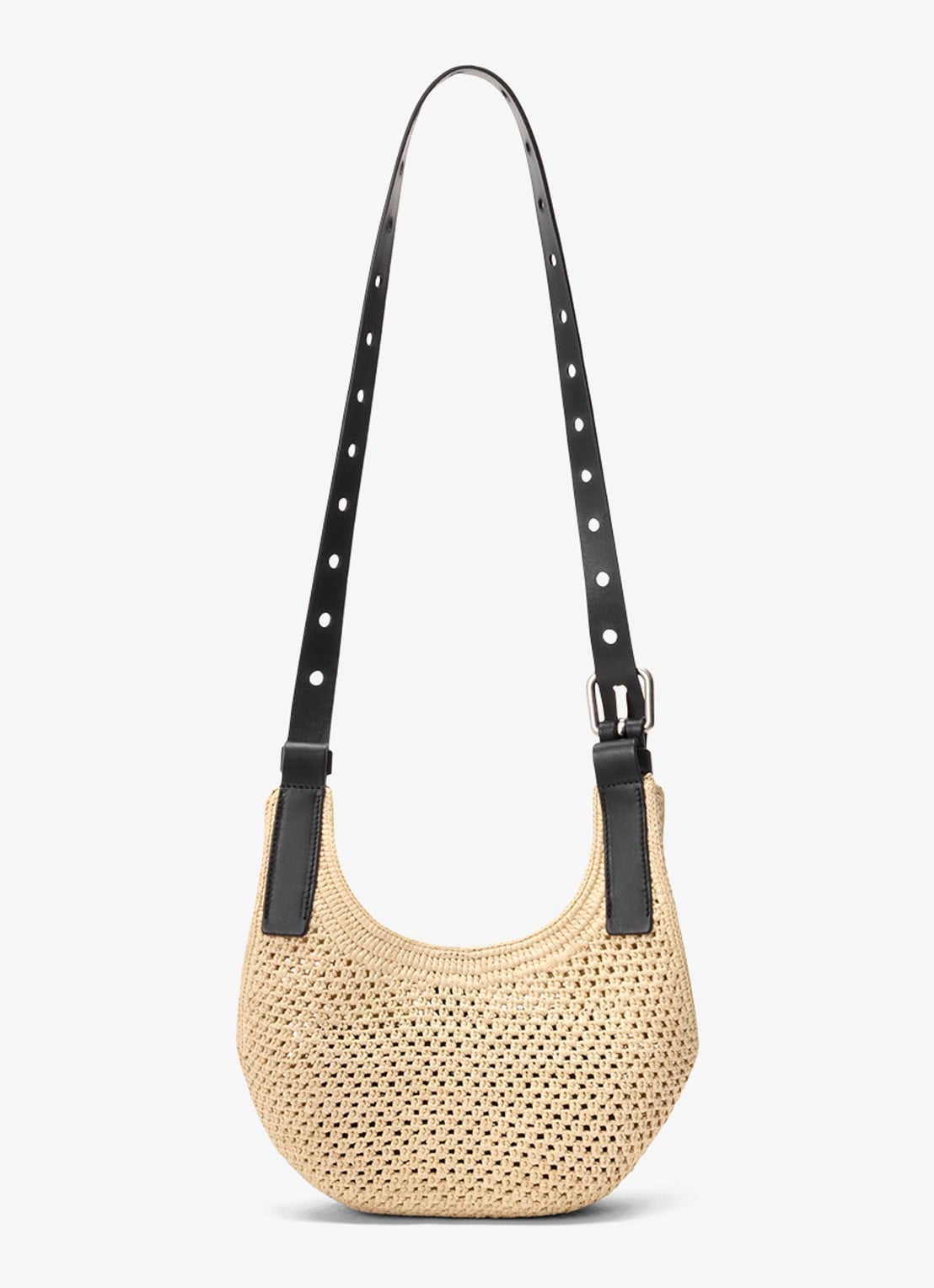 LOEWE Punch Hole Mini crossbodytas van raffia - achterkant 7 beige