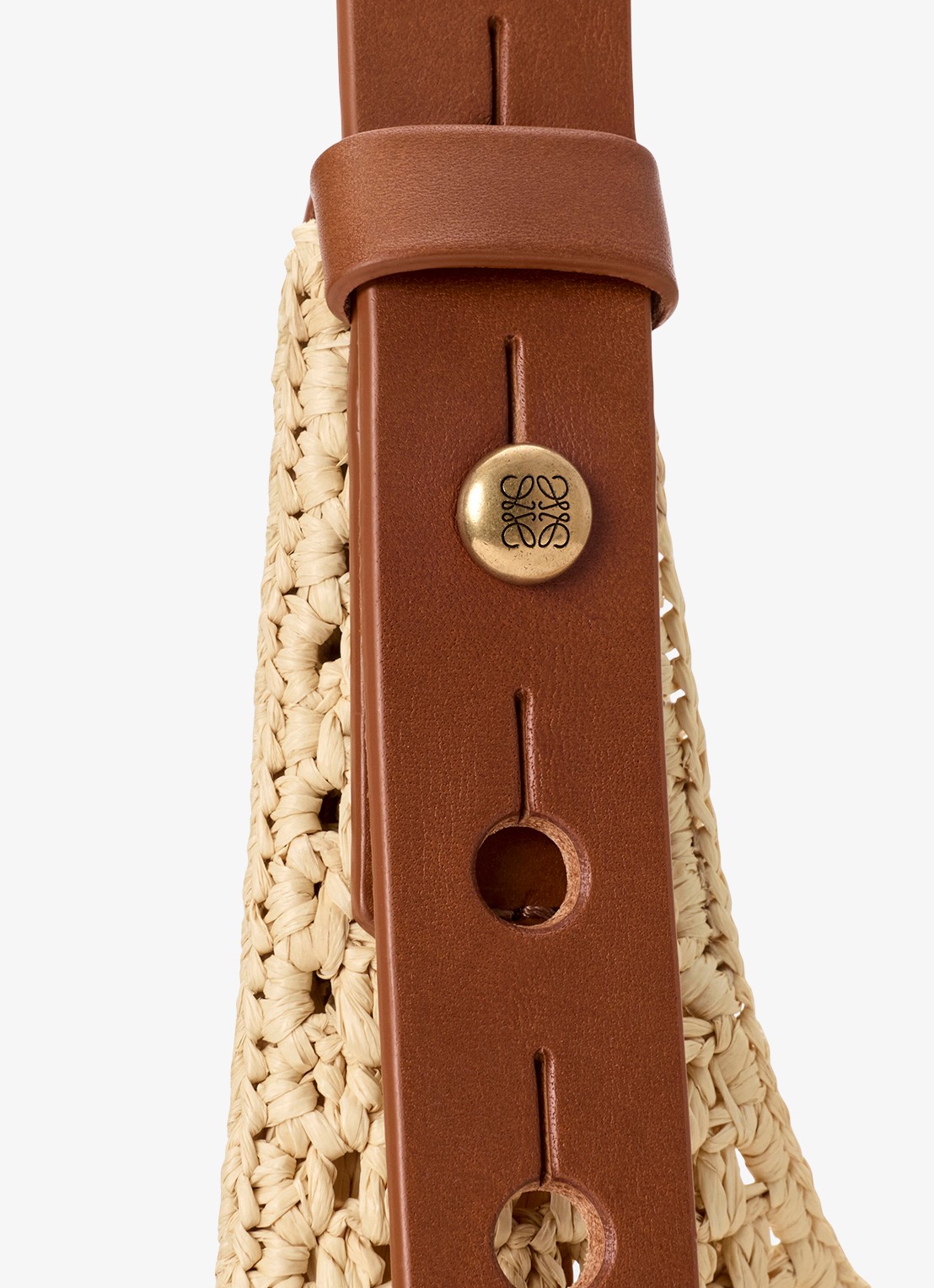 LOEWE Punch Hole Small schoudertas van raffia - detail 3 beige