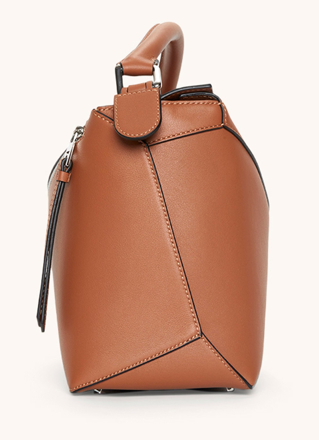 LOEWE Puzzle Edge handtas van kalfsleer - detail 2 cognac