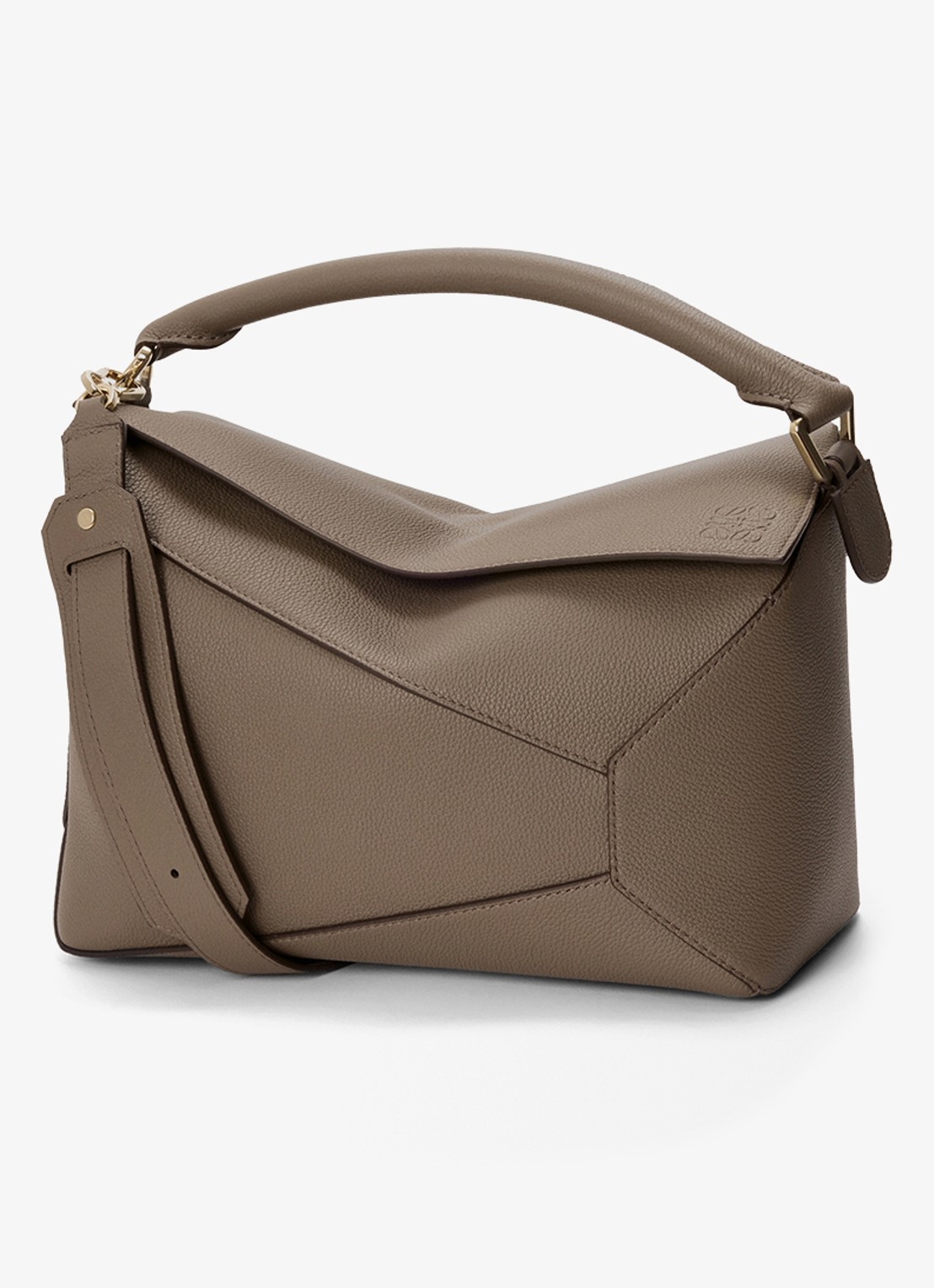 LOEWE Puzzle Edge Medium handtas van kalfsleer - voorkant taupe