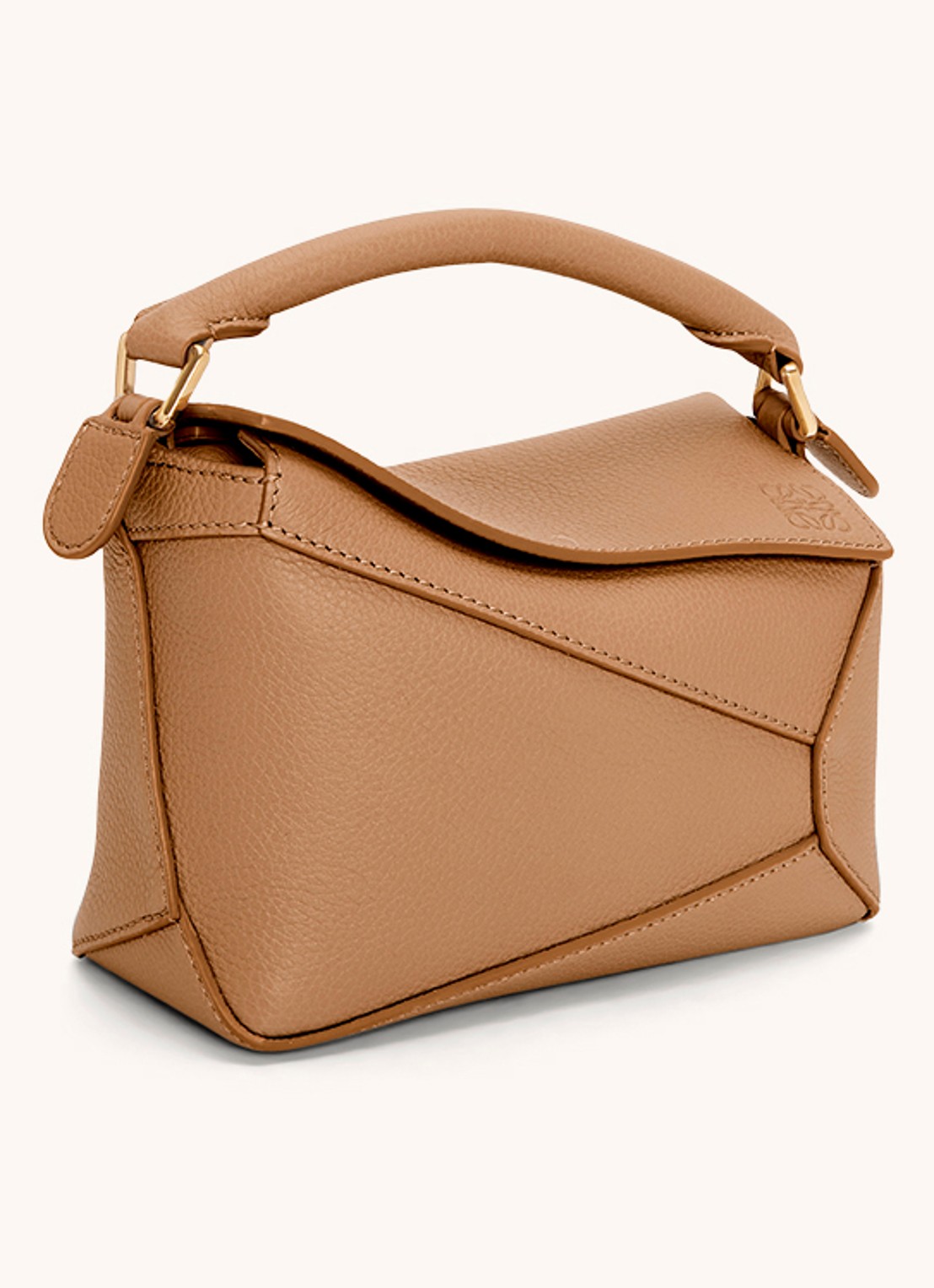 LOEWE Puzzle Edge Mini handtas van kalfsleer - achterkant 7 lichtbruin