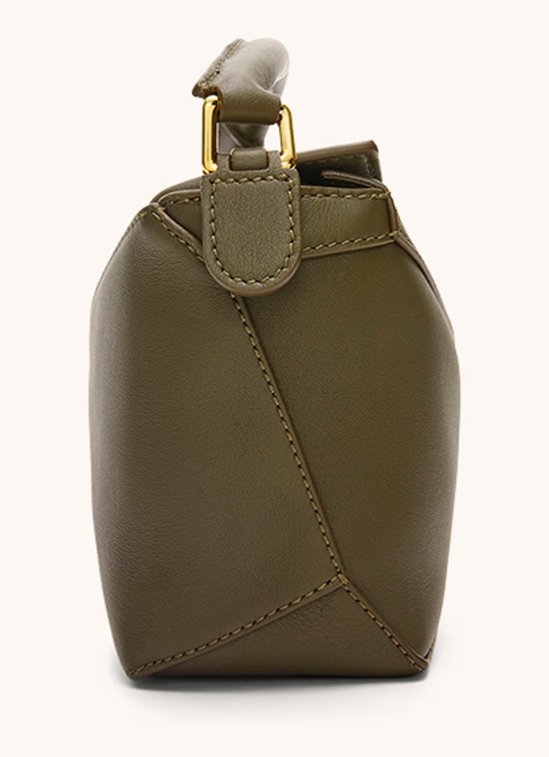 LOEWE Puzzle Edge Mini handtas van kalfsleer - detail 3 bronsgroen