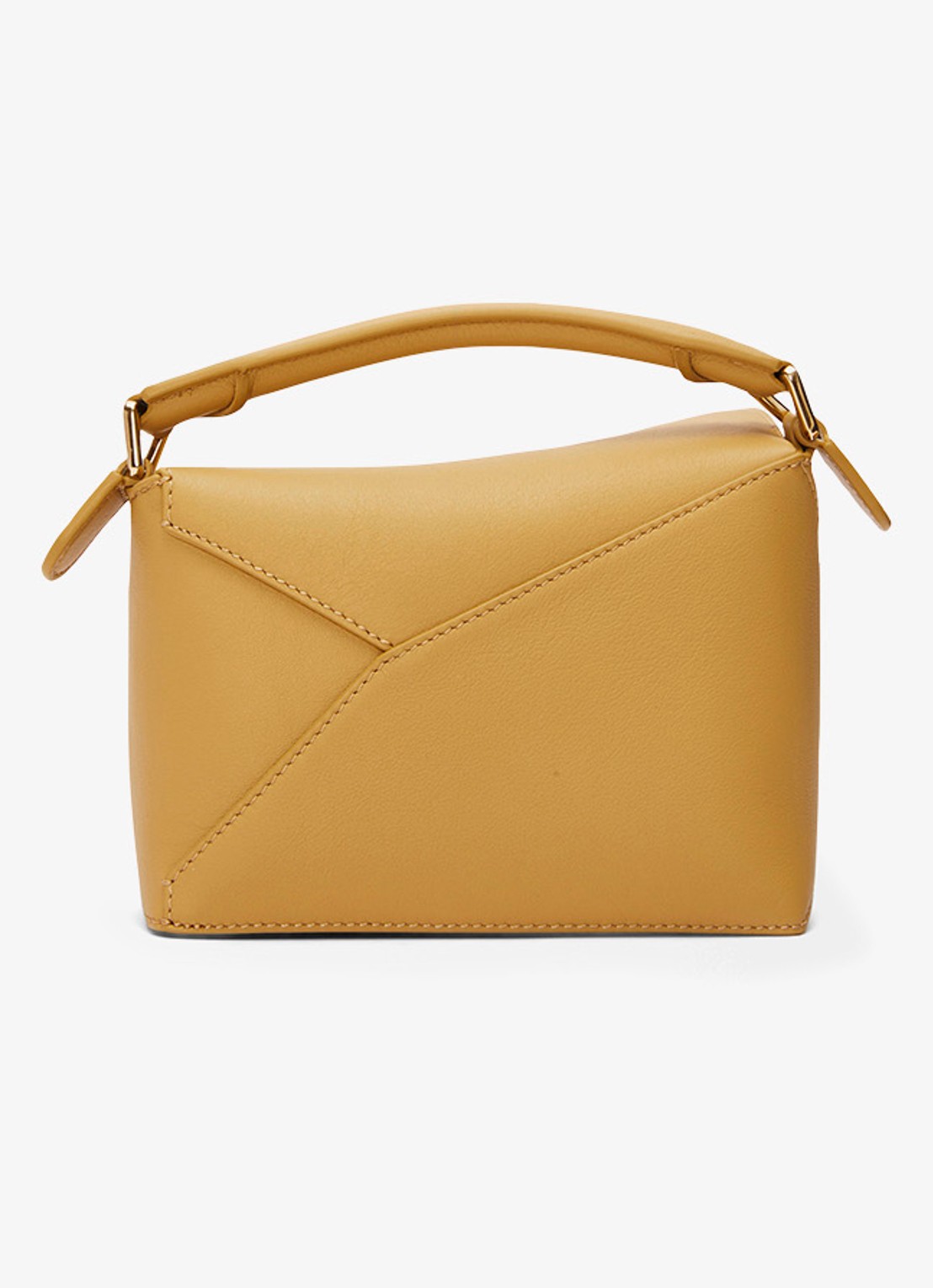 LOEWE Puzzle Edge Mini handtas van kalfsleer - achterkant okergeel
