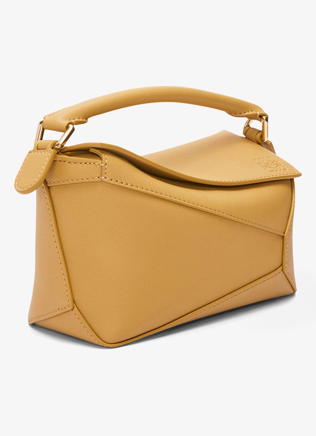 LOEWE Puzzle Edge Mini handtas van kalfsleer - detail 2 okergeel