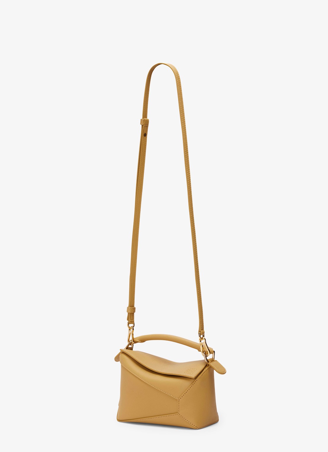 LOEWE Puzzle Edge Mini handtas van kalfsleer - detail 4 okergeel